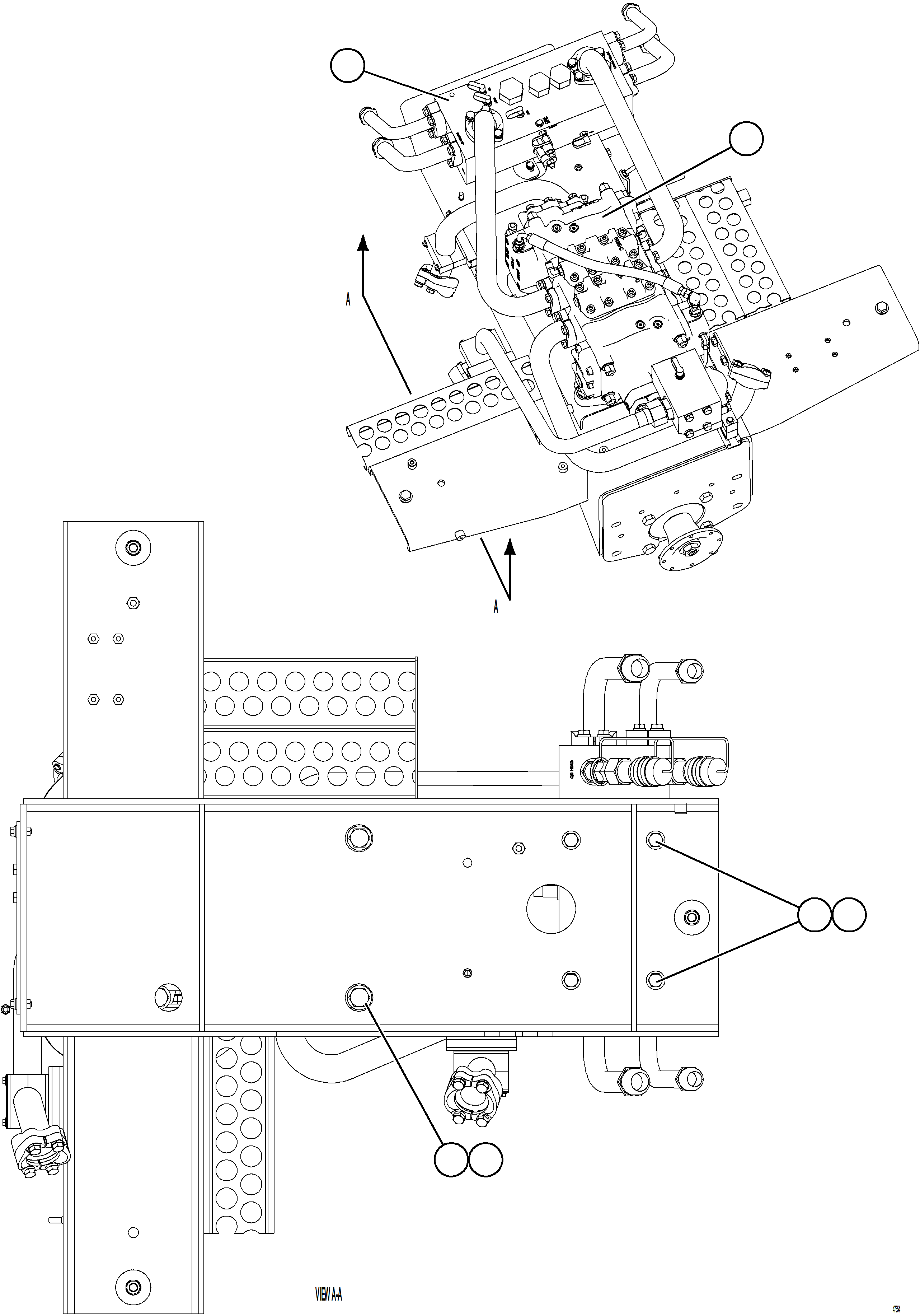 Komatsu parts book diagram for AFE92-A 980E-5SE S/N A60001 - A60010  KMMP: HOIST VALVE & OVERCENTER VALVE INSTALLATION