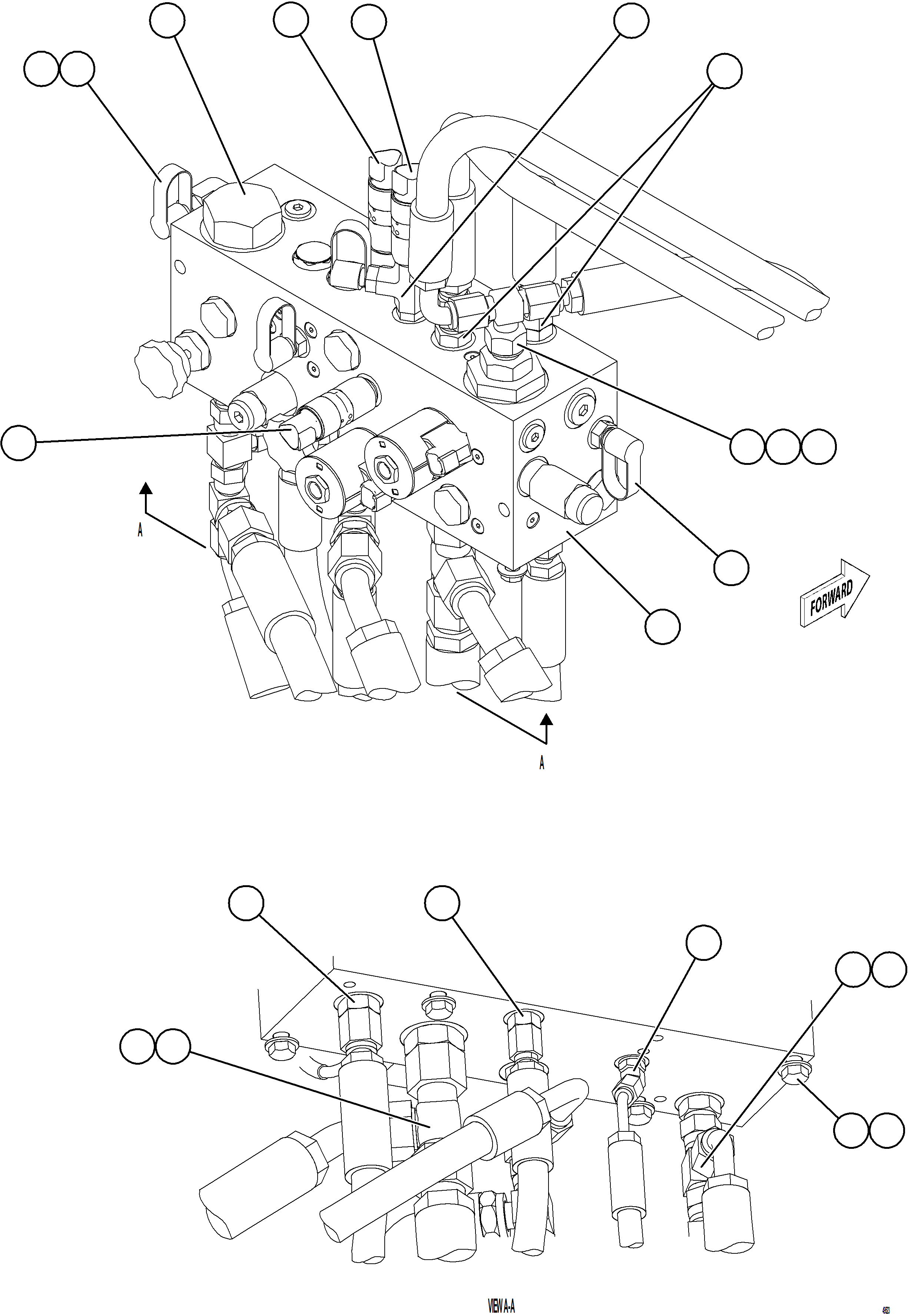 Komatsu parts book diagram for AFE92-A 980E-5SE S/N A60001 - A60010  KMMP: BRAKE MANIFOLD COMPONENTS