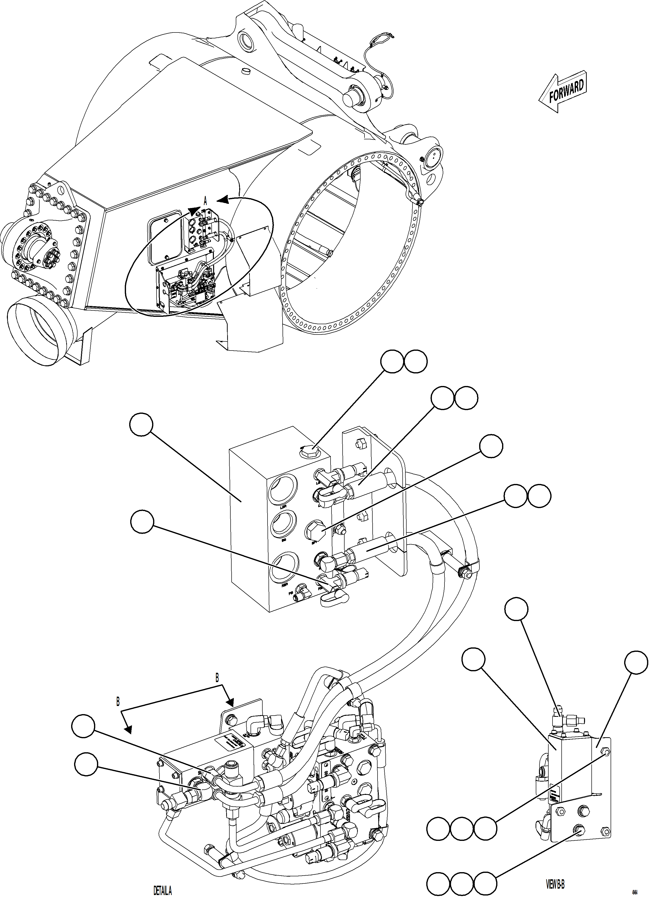 Komatsu parts book diagram for AFE92-A 980E-5SE S/N A60001 - A60010  KMMP: REAR BRAKE DUAL RELAY VALVE INSTALLATION
