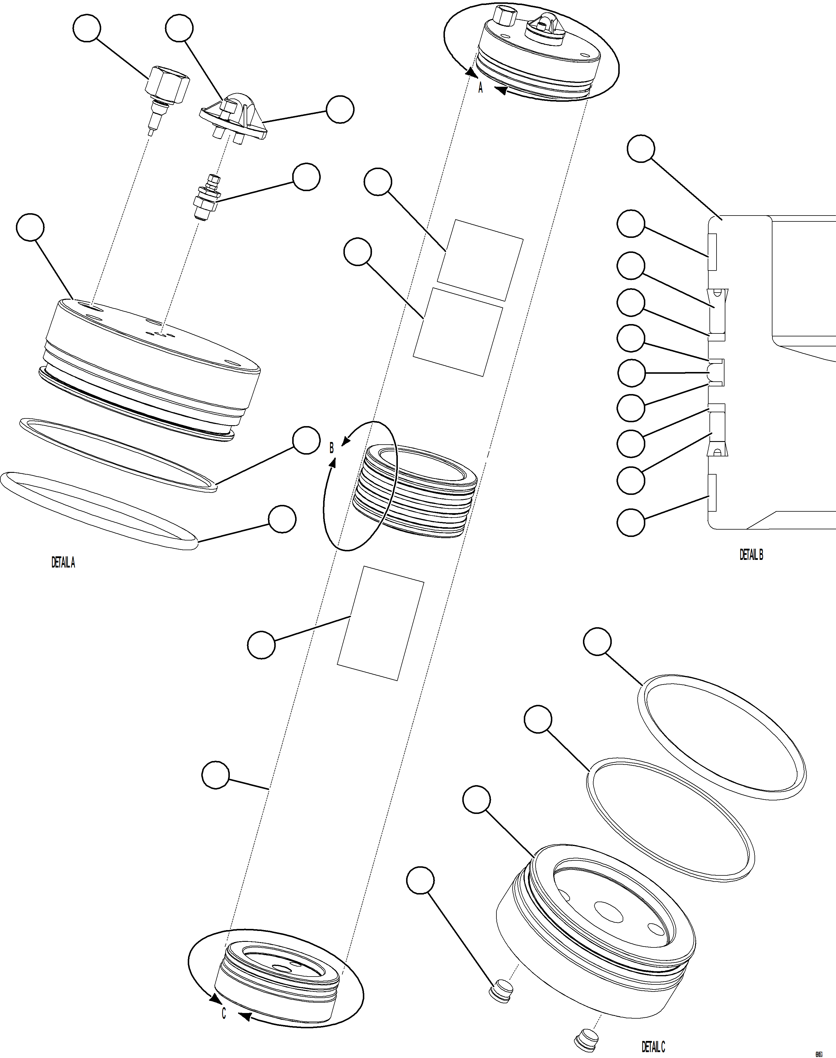 Komatsu parts book diagram for AFE92-A 980E-5SE S/N A60001 - A60010  KMMP: PISTON ACCUMULATOR ASSM (16.5 GAL)    58B-60-20061