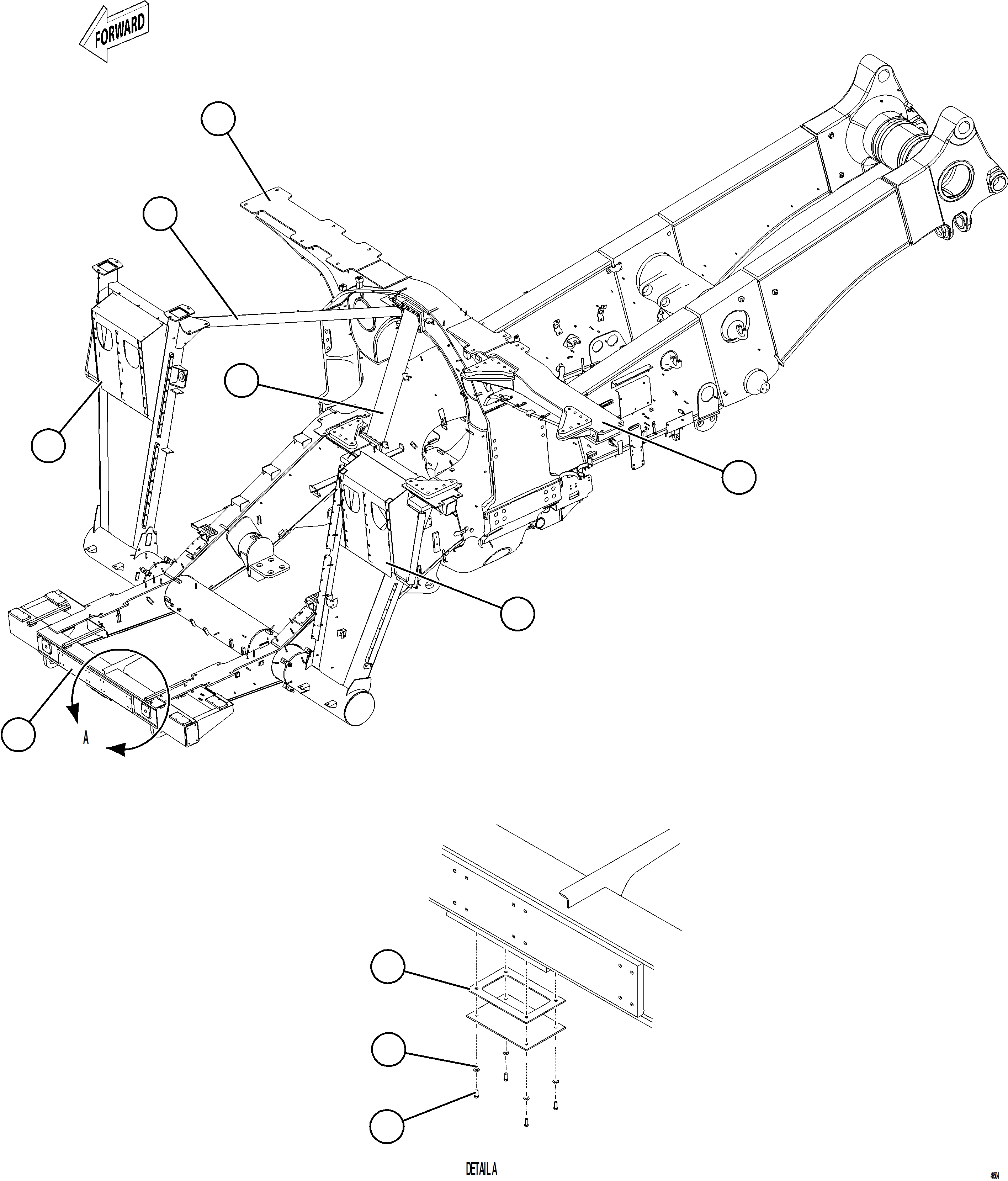 Komatsu parts book diagram for AFE92-A 980E-5SE S/N A60001 - A60010  KMMP: FRAME & UPRIGHTS    1/2