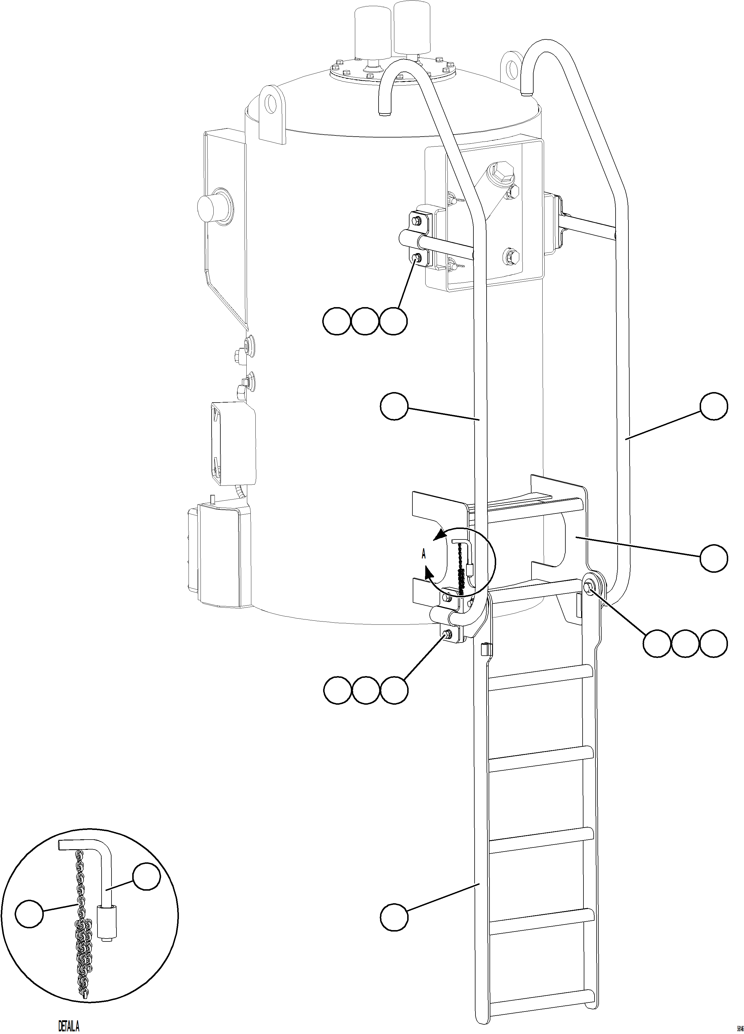 Komatsu parts book diagram for AFE92-A 980E-5SE S/N A60001 - A60010  KMMP: HYDRAULIC TANK LADDER