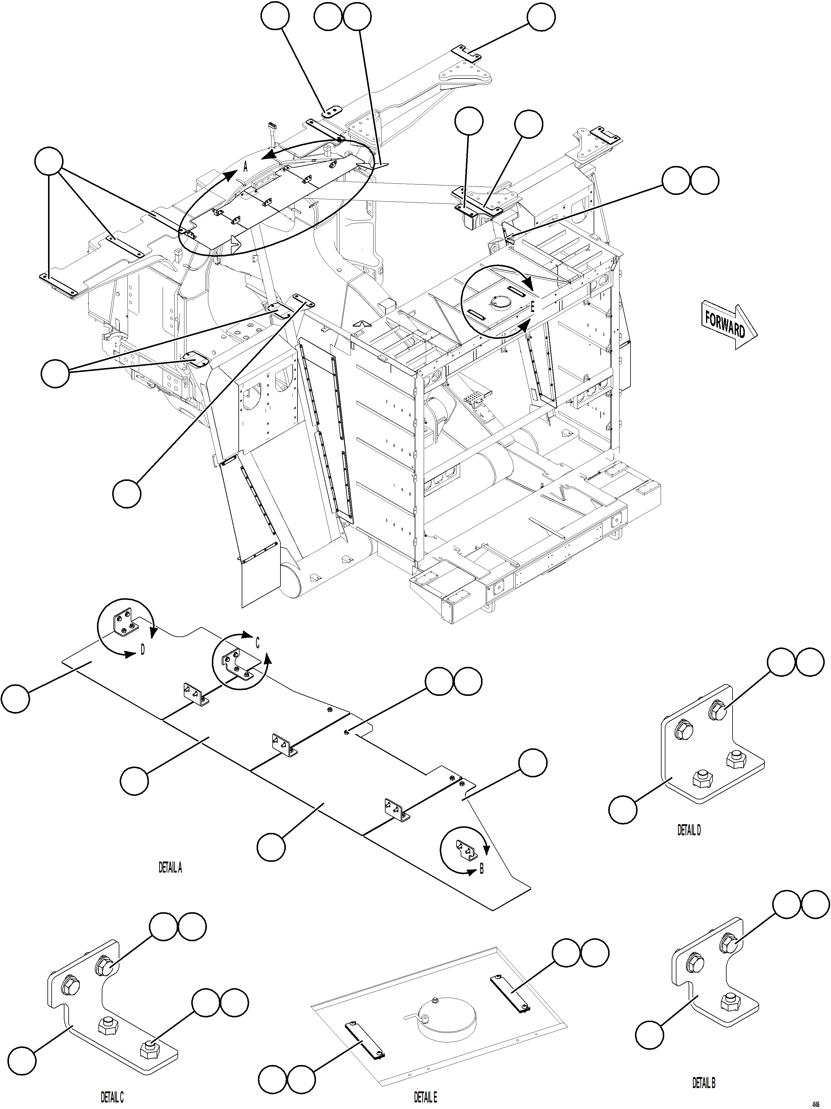 Komatsu parts book diagram for AFE92-A 980E-5SE S/N A60001 - A60010  KMMP: CENTER DECK HEAT SHIELDS