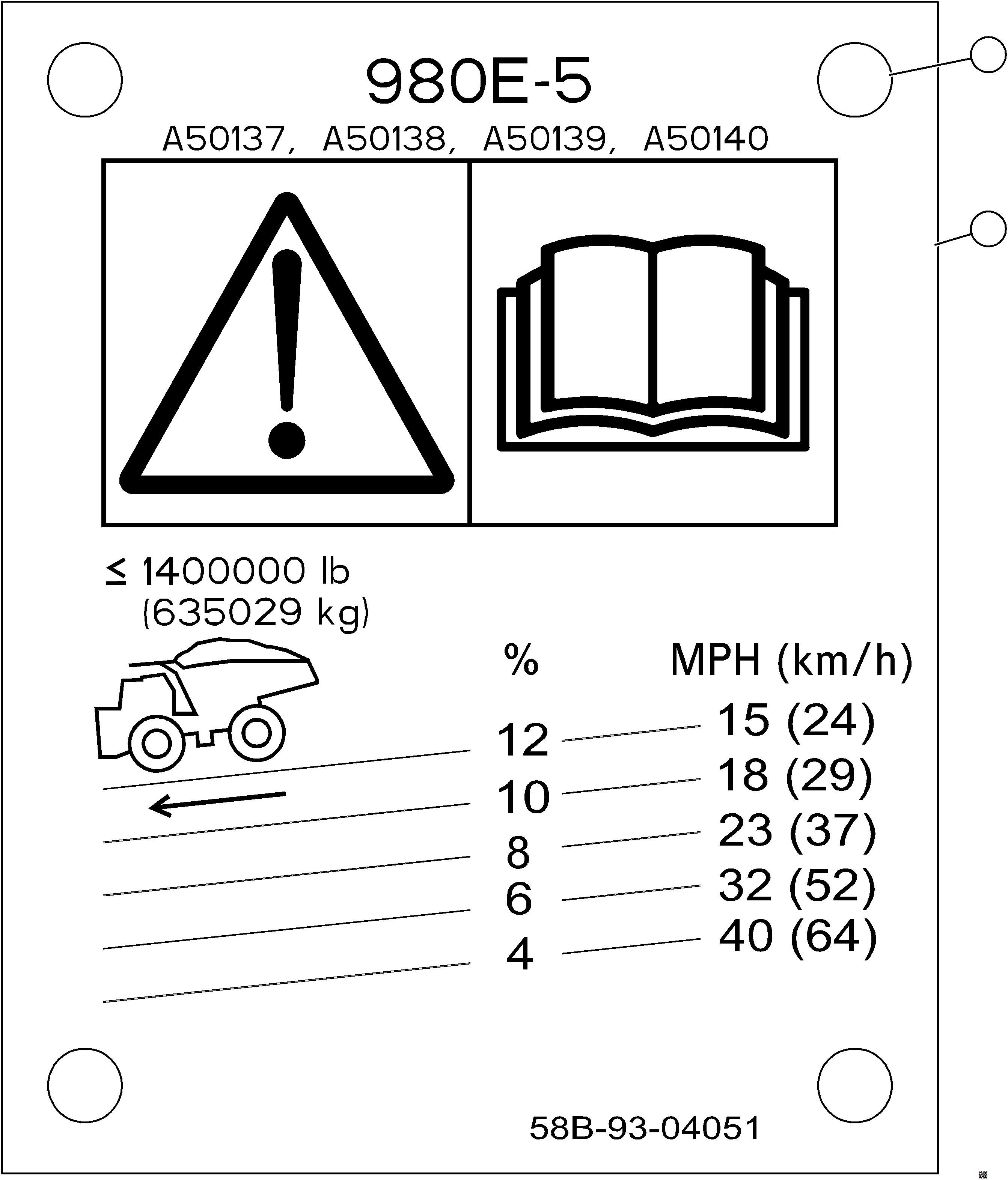Komatsu parts book diagram for AFE92-A 980E-5SE S/N A60001 - A60010  KMMP: GRADE/SPEED CHART