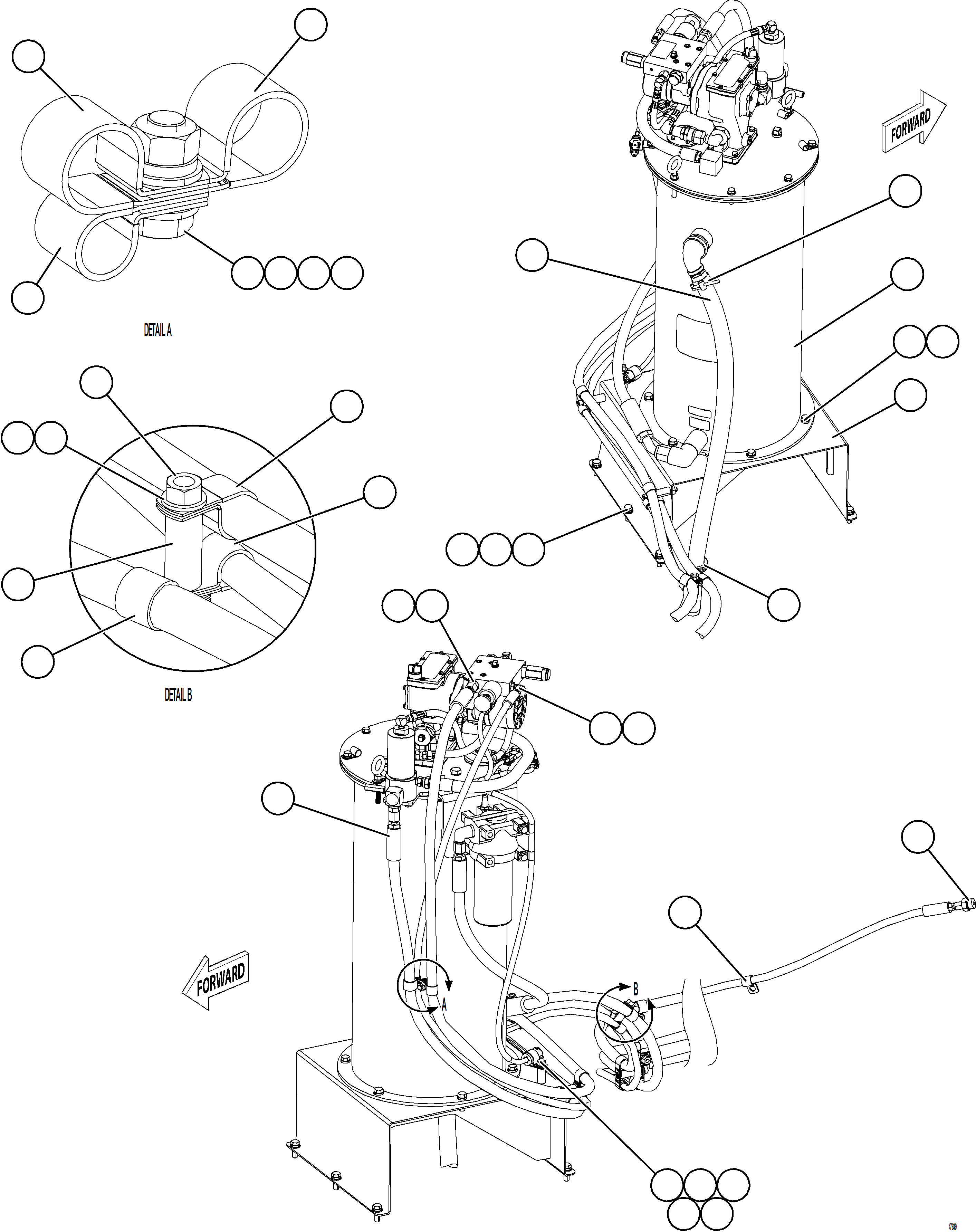 Komatsu parts book diagram for AFE92-A 980E-5SE S/N A60001 - A60010  KMMP: AUTOMATIC LUBRICATION SYSTEM PIPING - FRONT    1/4