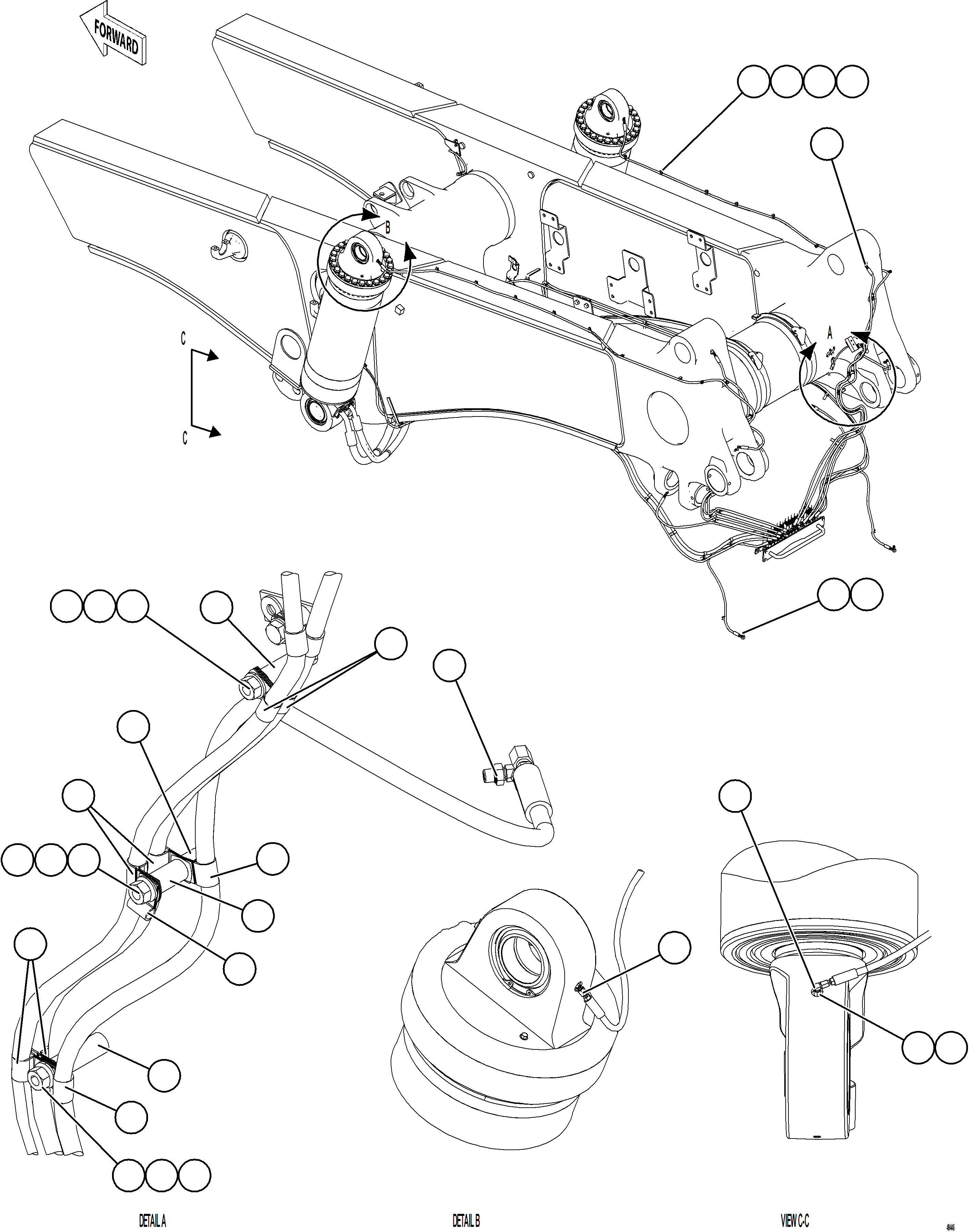 Komatsu parts book diagram for AFE92-A 980E-5SE S/N A60001 - A60010  KMMP: AUTOMATIC LUBRICATION SYSTEM PIPING - REAR    3/3