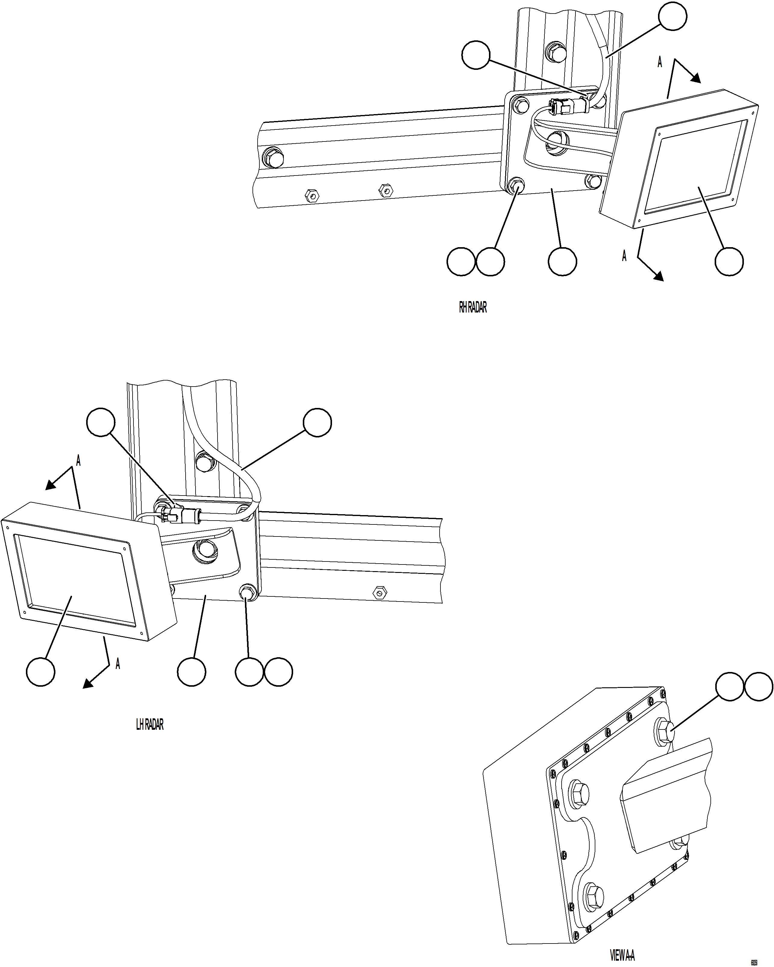 Komatsu parts book diagram for AFE92-A 980E-5SE S/N A60001 - A60010  KMMP: KOMVISION RADAR INSTALLATION - SIDES