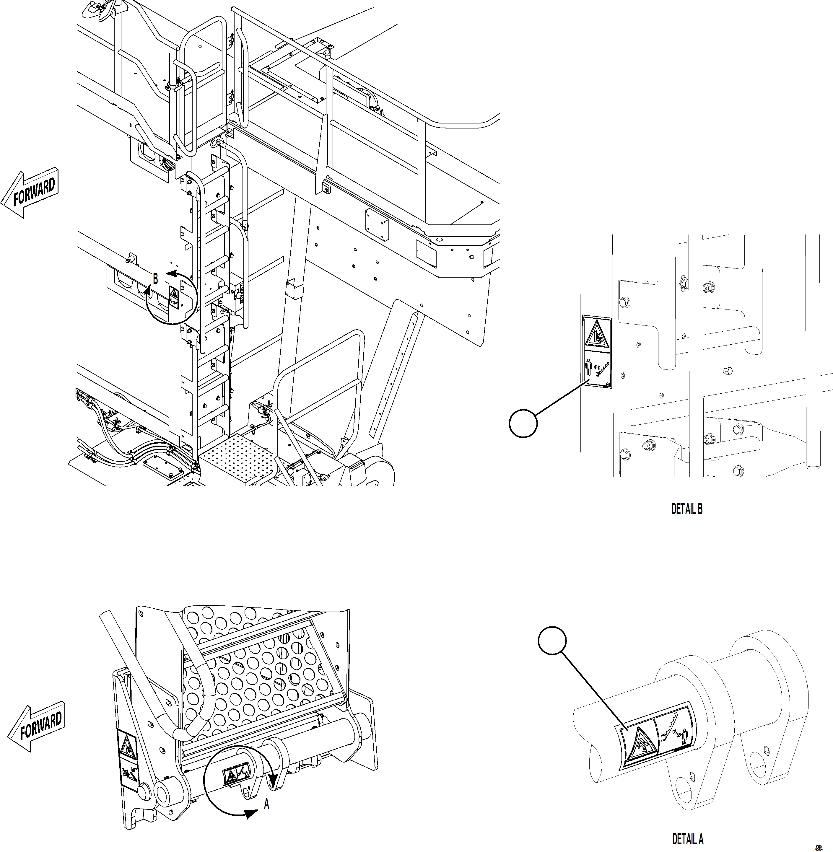 Komatsu parts book diagram for AFE92-A 980E-5SE S/N A60001 - A60010  KMMP: RETRACTABLE LADDER DECALS    2/2 (S/N A60009)