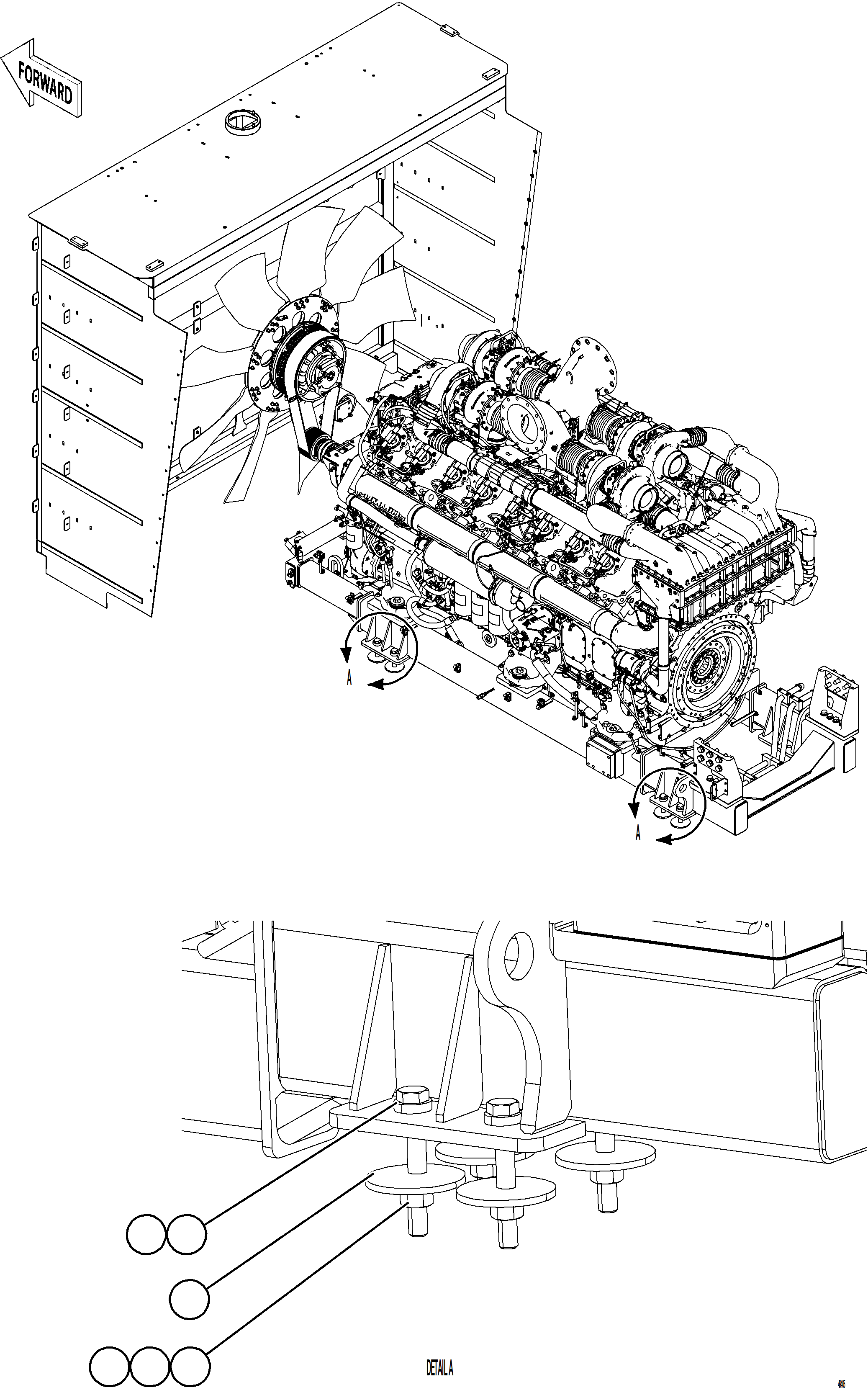 Komatsu parts book diagram for AFE92-D 980E-5SE S/N A60019  KMMP: ENGINE AND SUB-FRAME MOUNTS