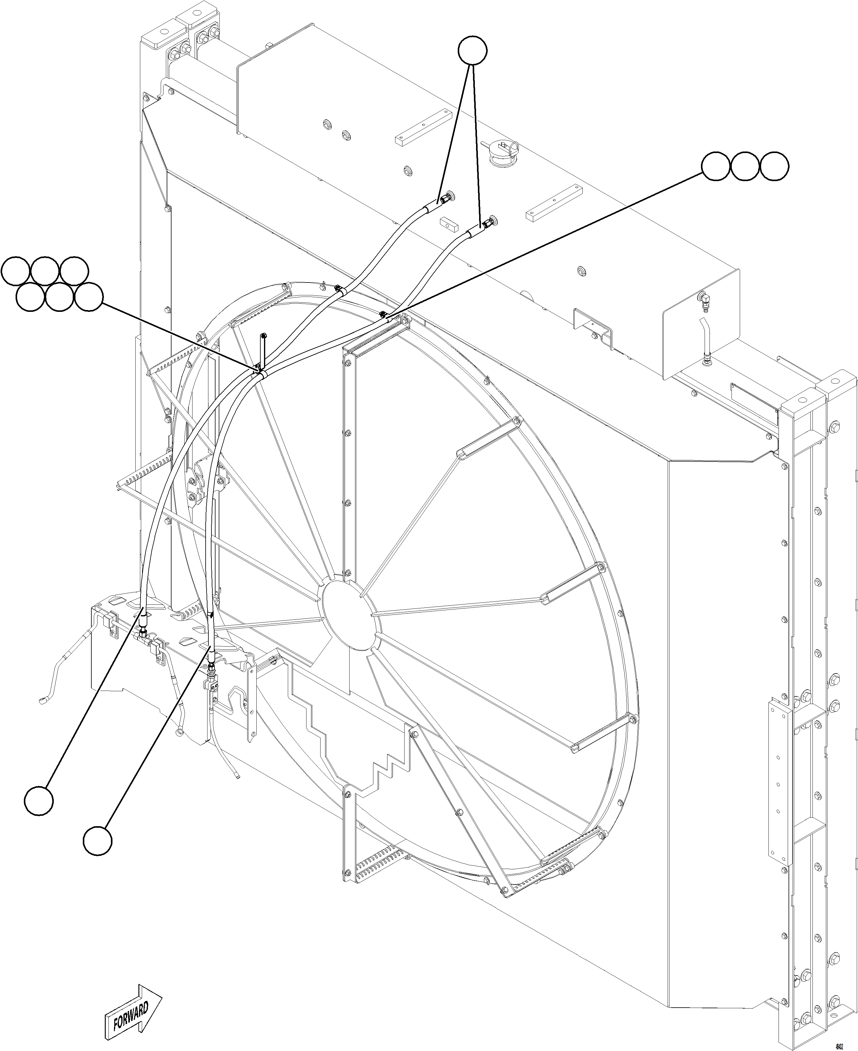 Komatsu parts book diagram for AFE92-D 980E-5SE S/N A60019  KMMP: RADIATOR PIPING    3/4