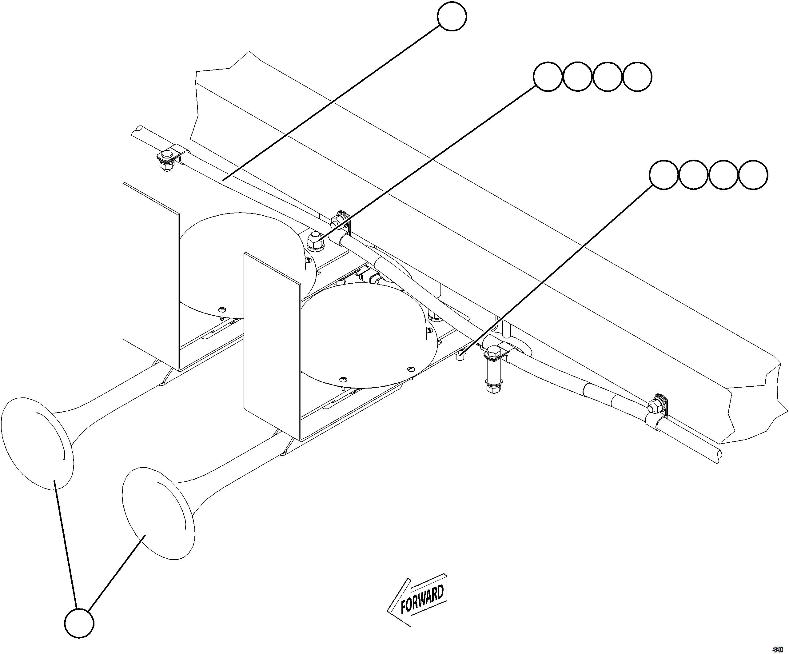 Komatsu parts book diagram for AFE92-D 980E-5SE S/N A60019  KMMP: HORN INSTALLATION