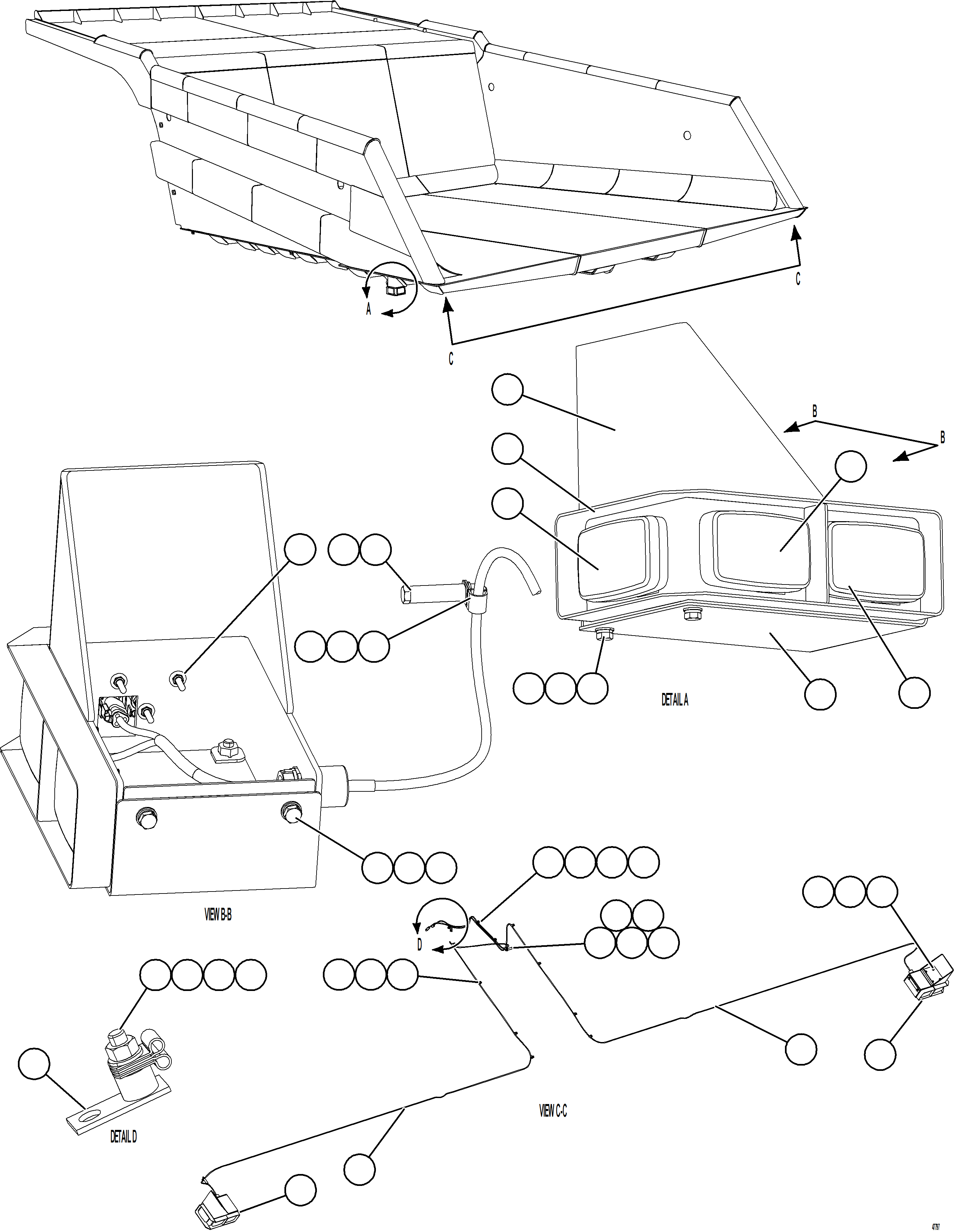 Komatsu parts book diagram for AFE92-D 980E-5SE S/N A60019  KMMP: DUMP BODY CLEARANCE LIGHTS & TURN SIGNALS