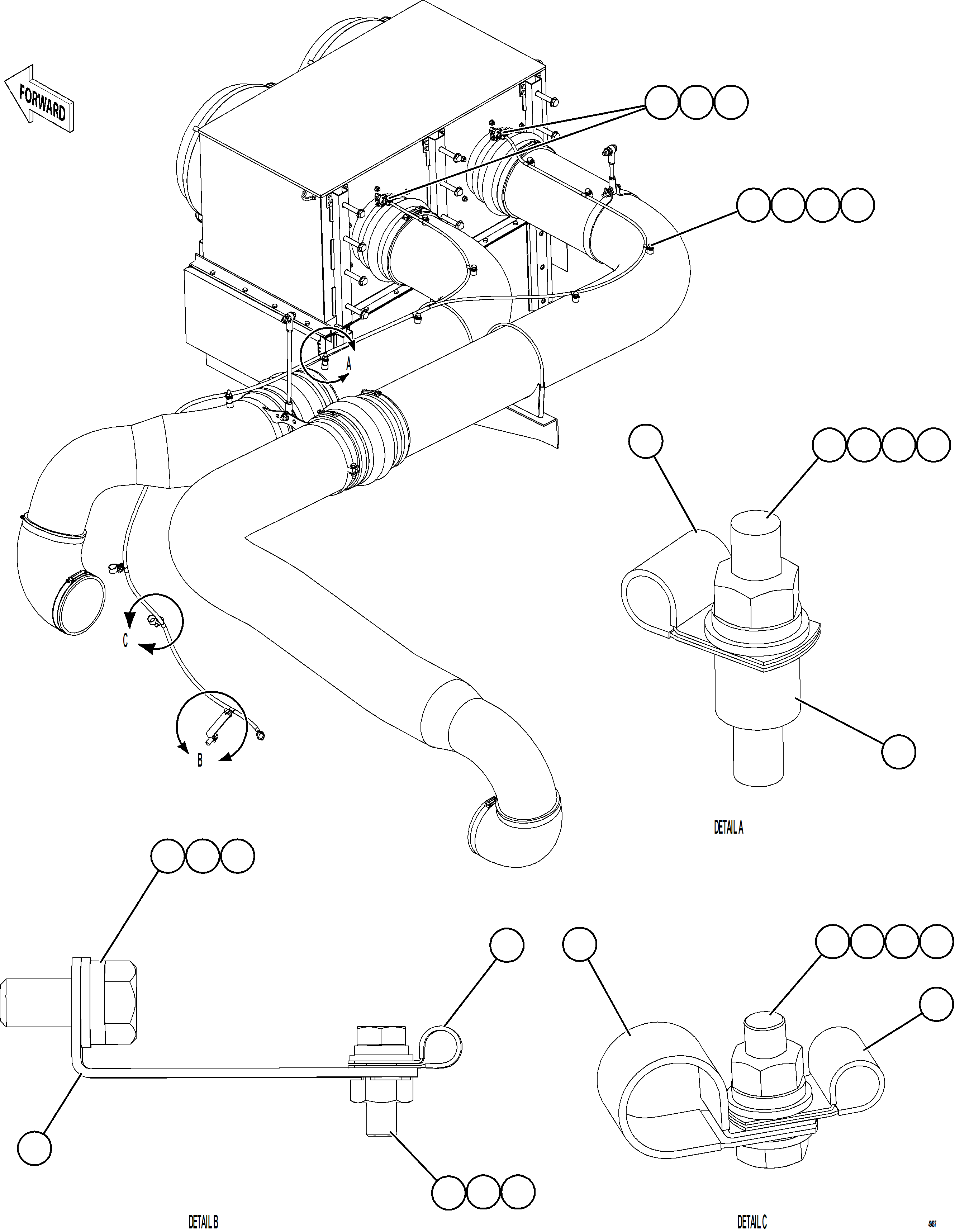 Komatsu parts book diagram for AFE92-D 980E-5SE S/N A60019  KMMP: AIR CLEANER WIRING - RH