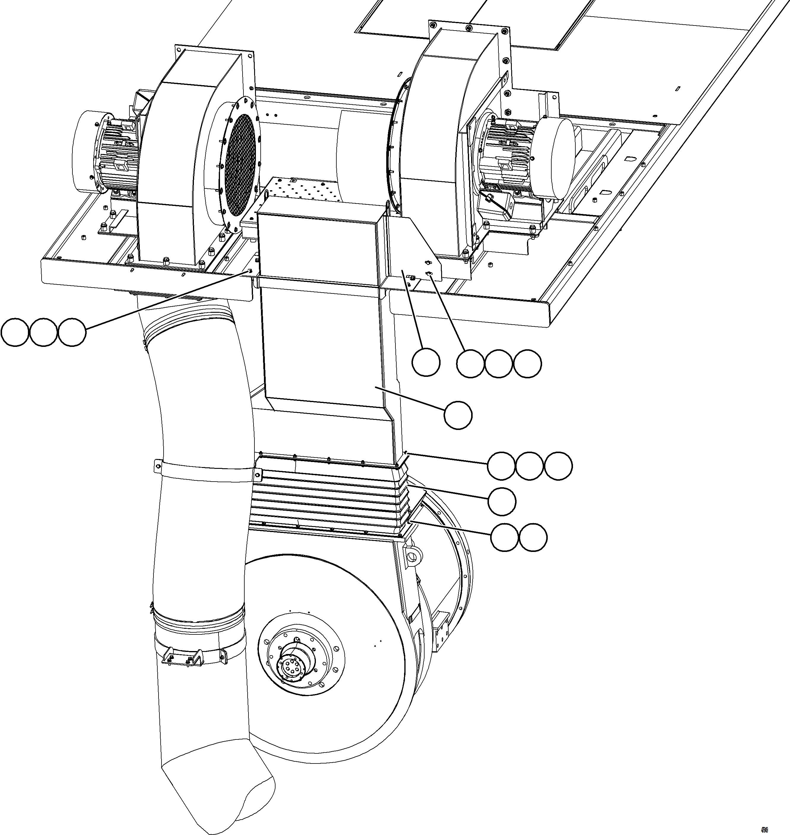 Komatsu parts book diagram for AFE92-D 980E-5SE S/N A60019  KMMP: ALTERNATOR INLET DUCTS