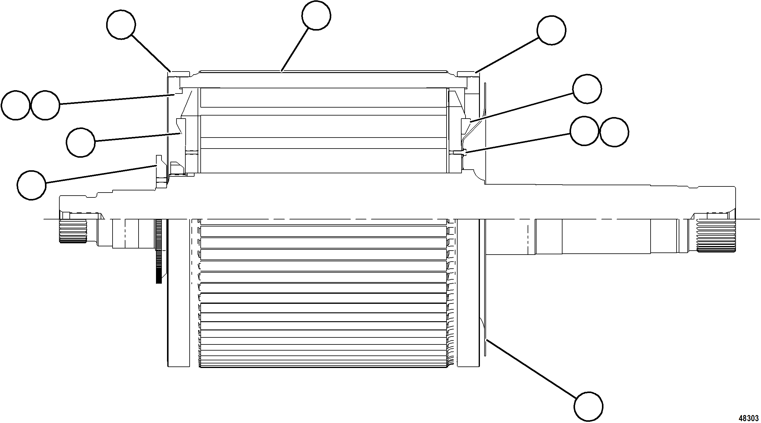 Komatsu parts book diagram for AFE92-D 980E-5SE S/N A60019  KMMP: WHEEL MOTOR ROTOR ASSEMBLY