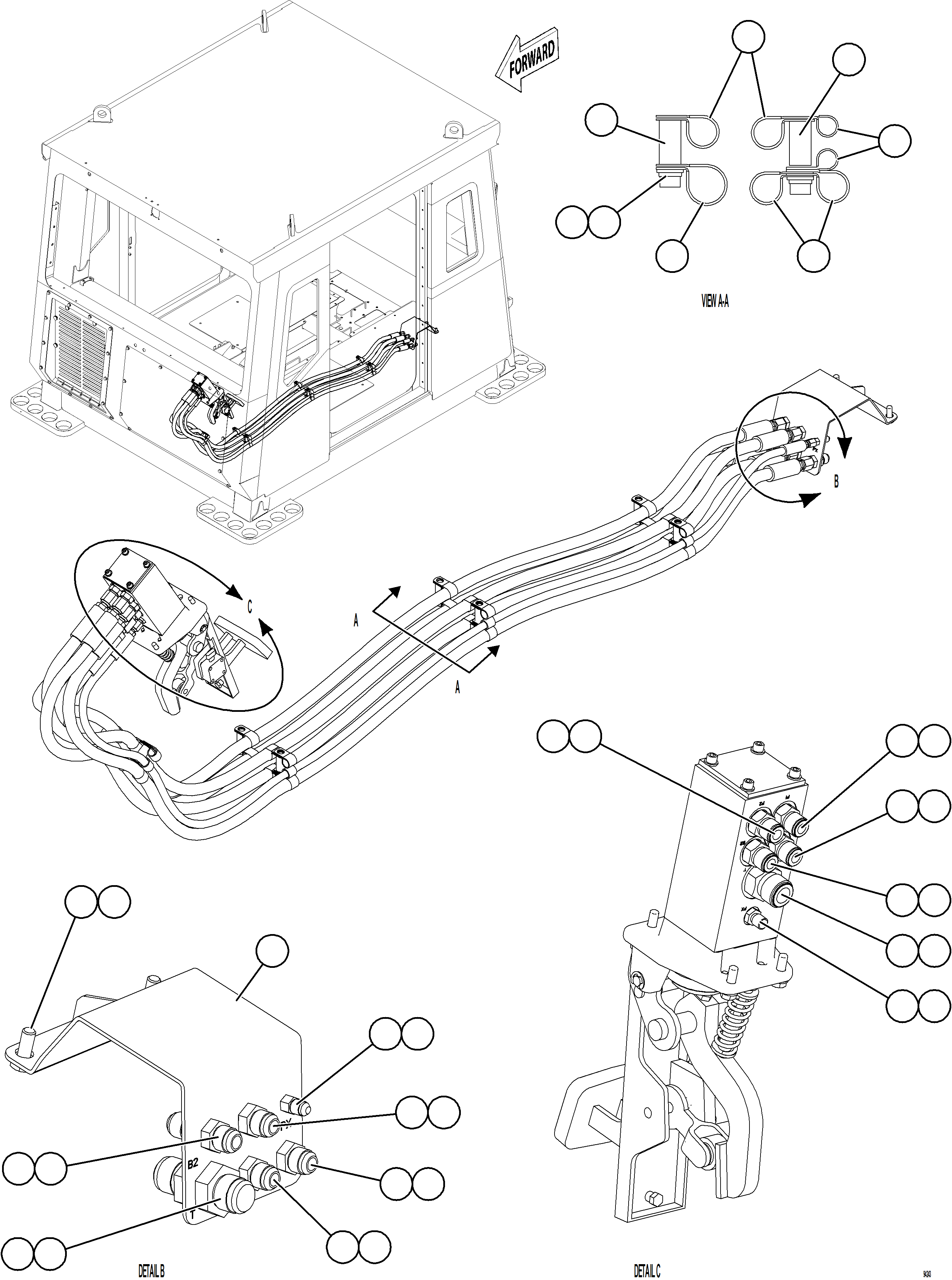 Komatsu parts book diagram for AFE92-D 980E-5SE S/N A60019  KMMP: BRAKE VALVE PIPING    1/2