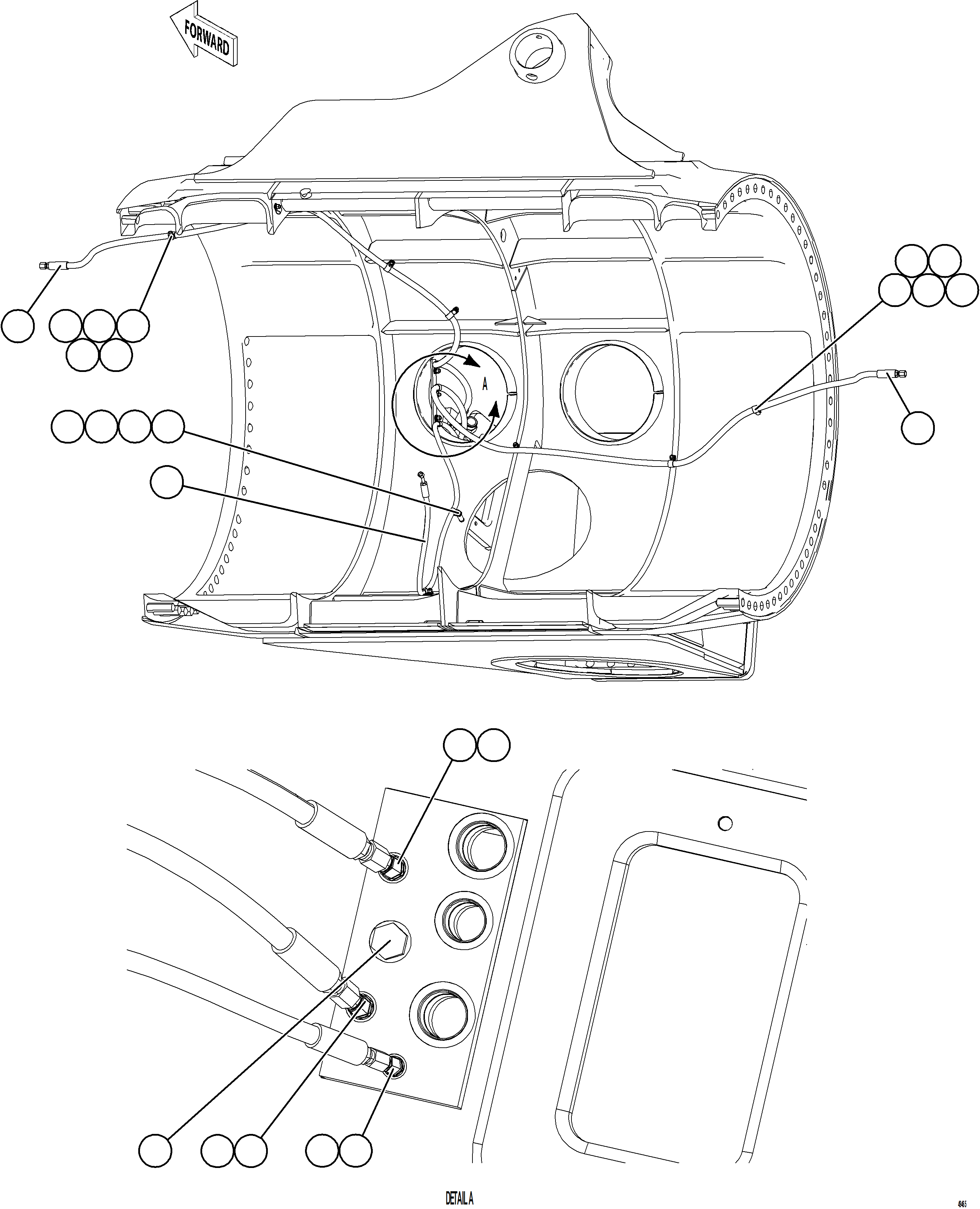 Komatsu parts book diagram for AFE92-D 980E-5SE S/N A60019  KMMP: REAR BRAKE DUAL RELAY VALVE PIPING