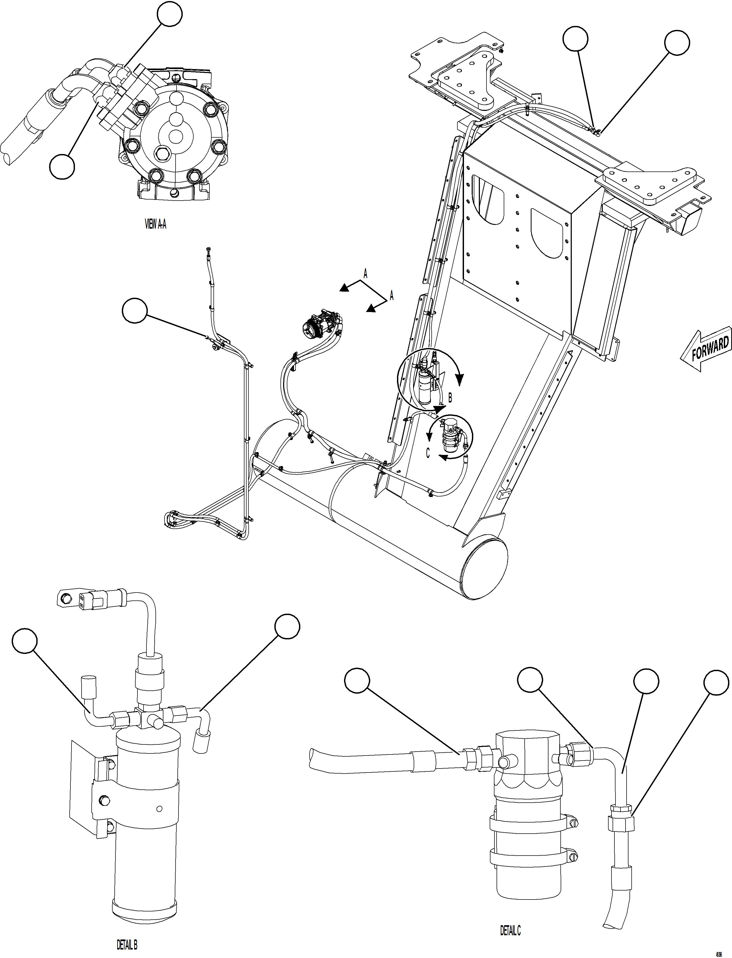 Komatsu parts book diagram for AFE92-D 980E-5SE S/N A60019  KMMP: AIR CONDITIONING PIPING    1/3