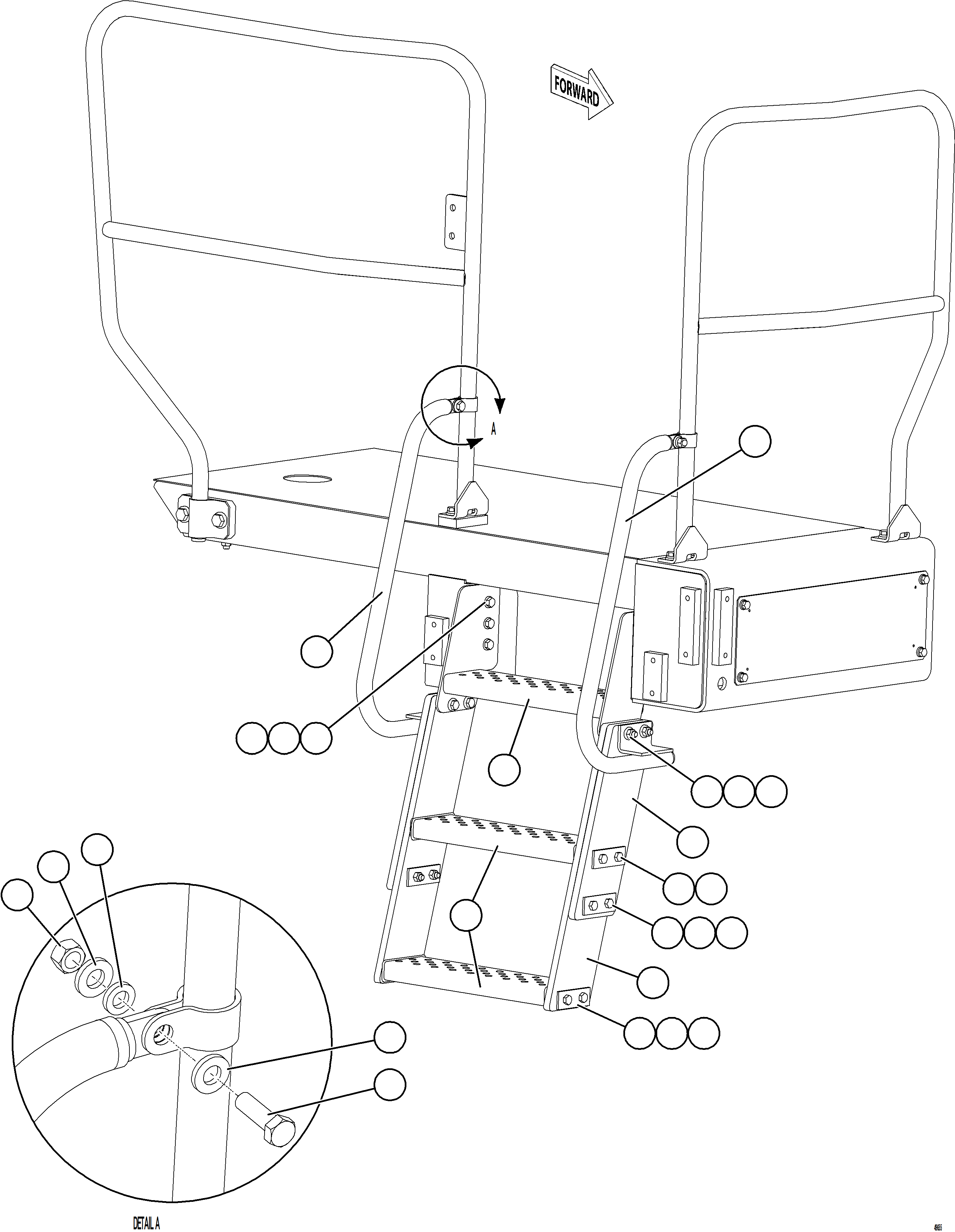 Komatsu parts book diagram for AFE92-D 980E-5SE S/N A60019  KMMP: RH LOWER PLATFORM STEPS & HANDRAILS