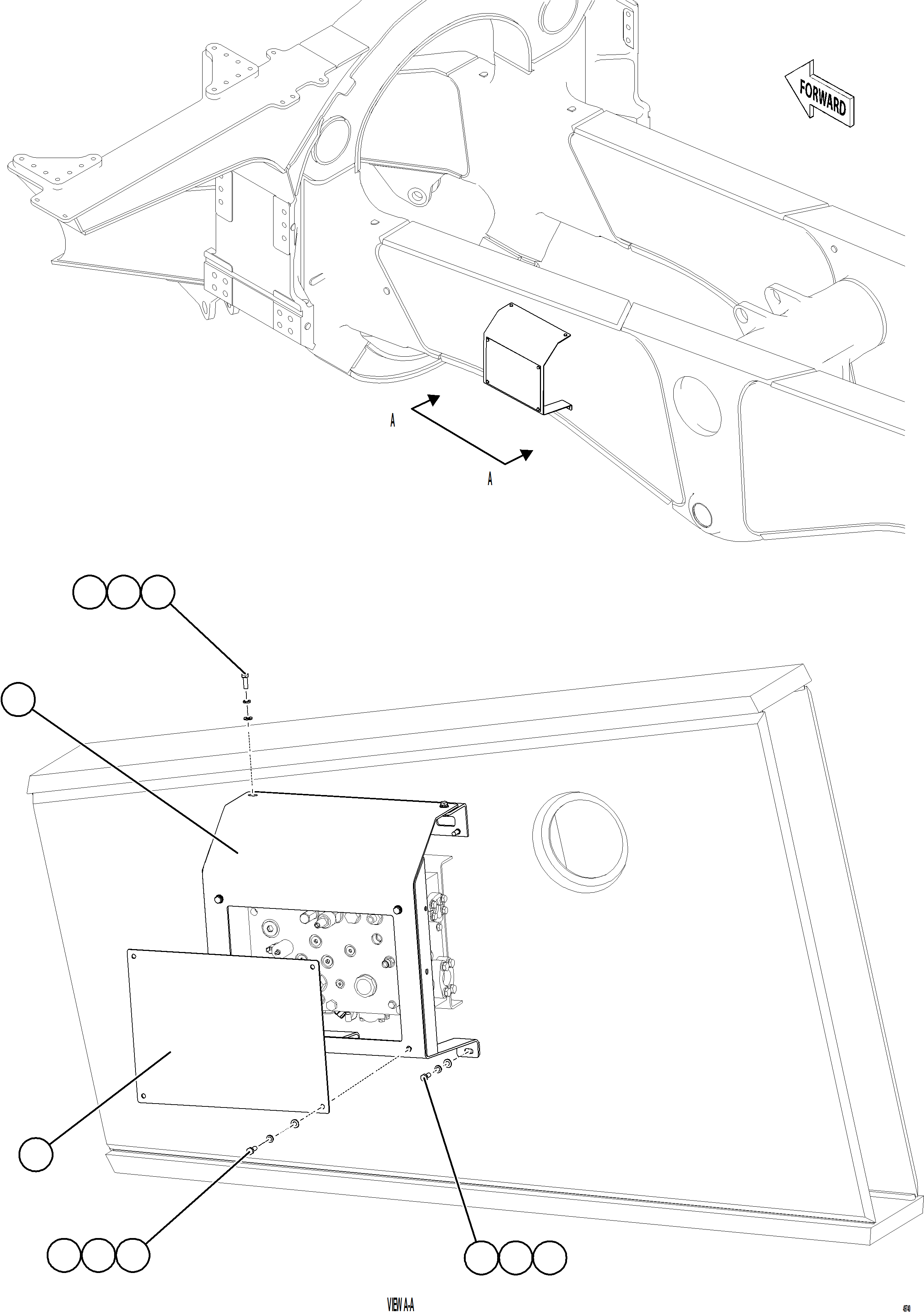 Komatsu parts book diagram for AFE92-D 980E-5SE S/N A60019  KMMP: STEERING BLEEDDOWN MANIFOLD COVER