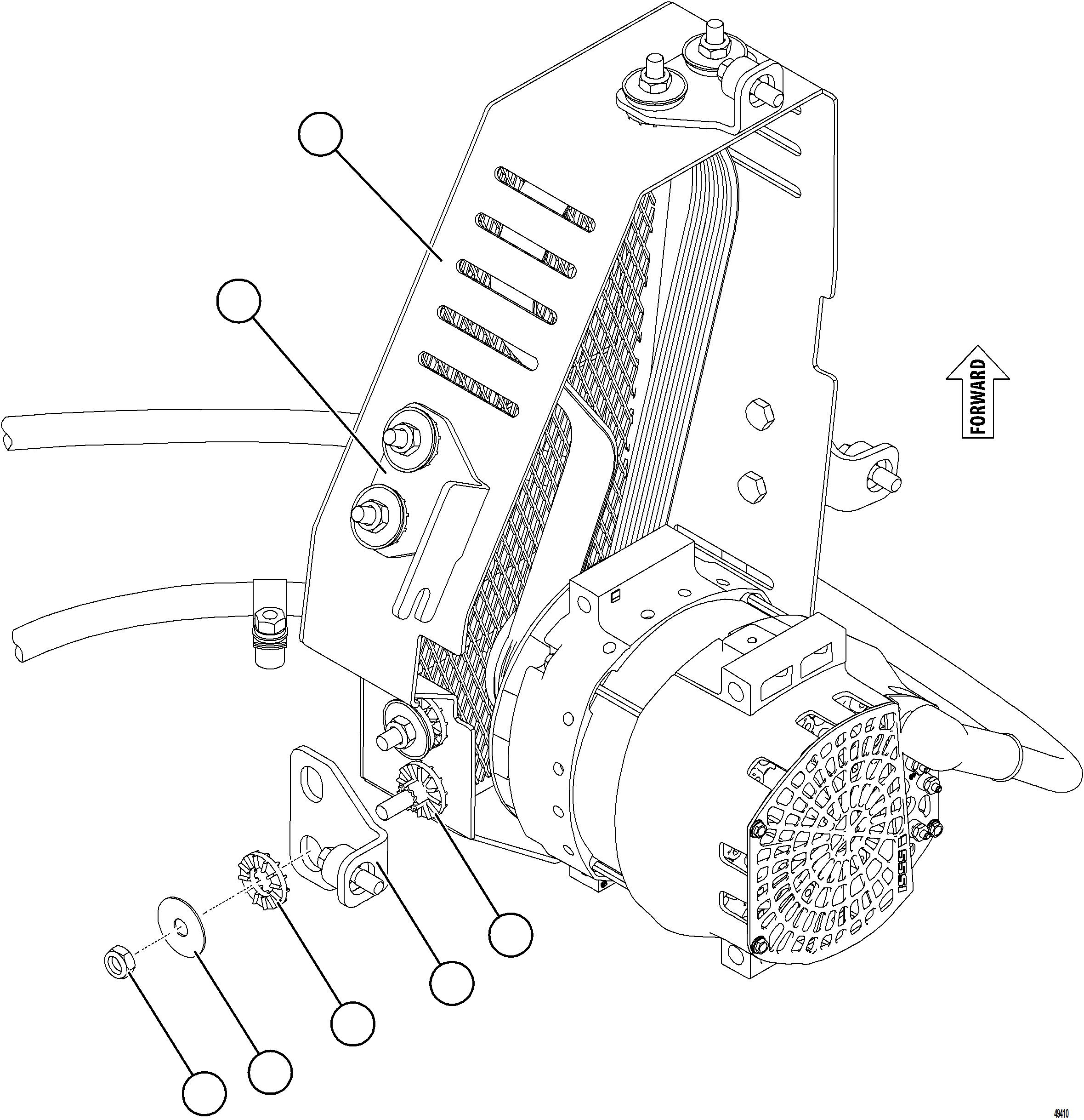 Komatsu parts book diagram for AFE92-D 980E-5SE S/N A60019  KMMP: ALTERNATOR GUARD ASSEMBLY