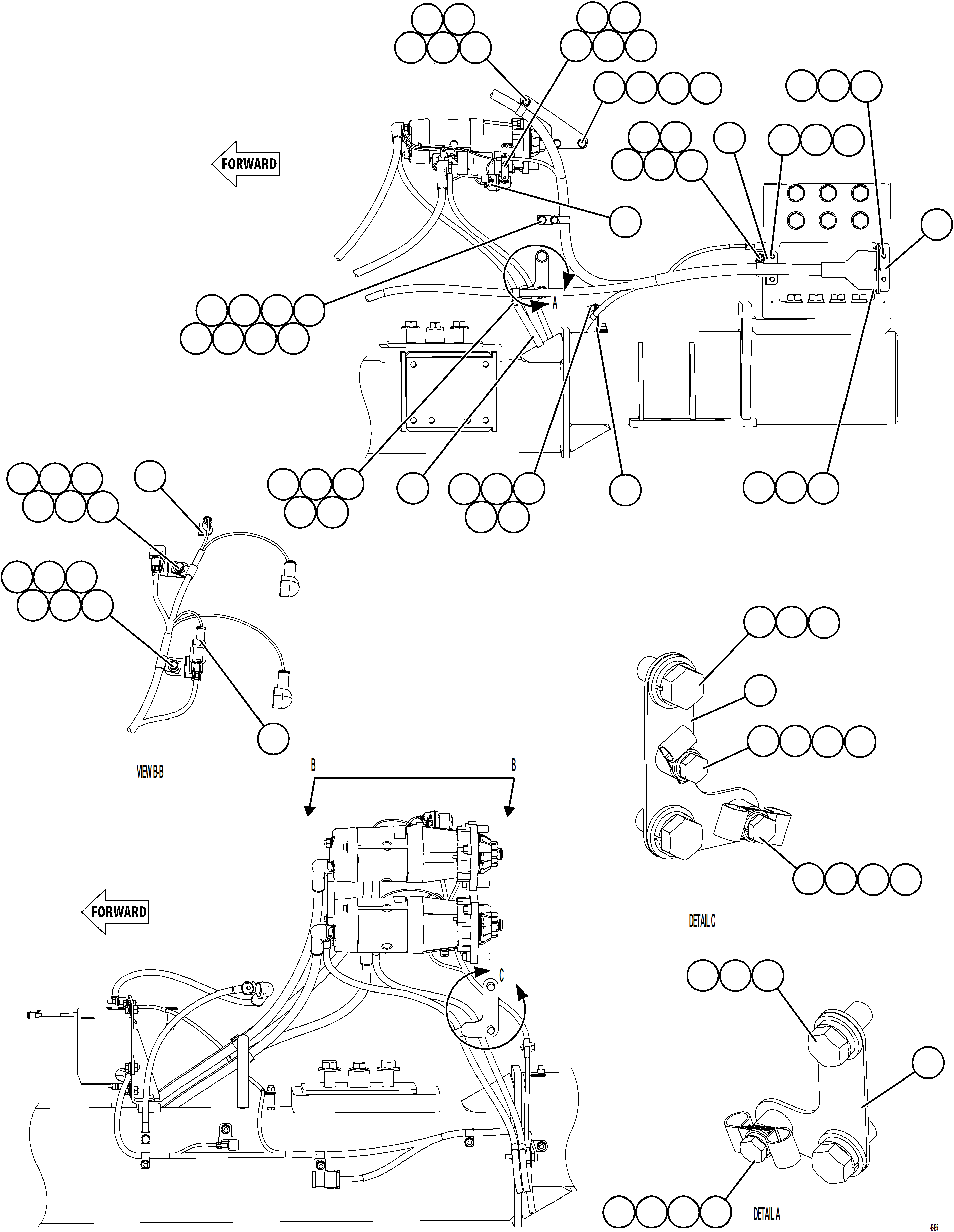 Dump Trucks Komatsu / AFE92-M 980E-5SE S/N A60051 - A60056  KHSA(afe92-m) / EXTERNAL ENGINE WIRING HARNESS INSTALLATION    2/3(E-050 : 49485)