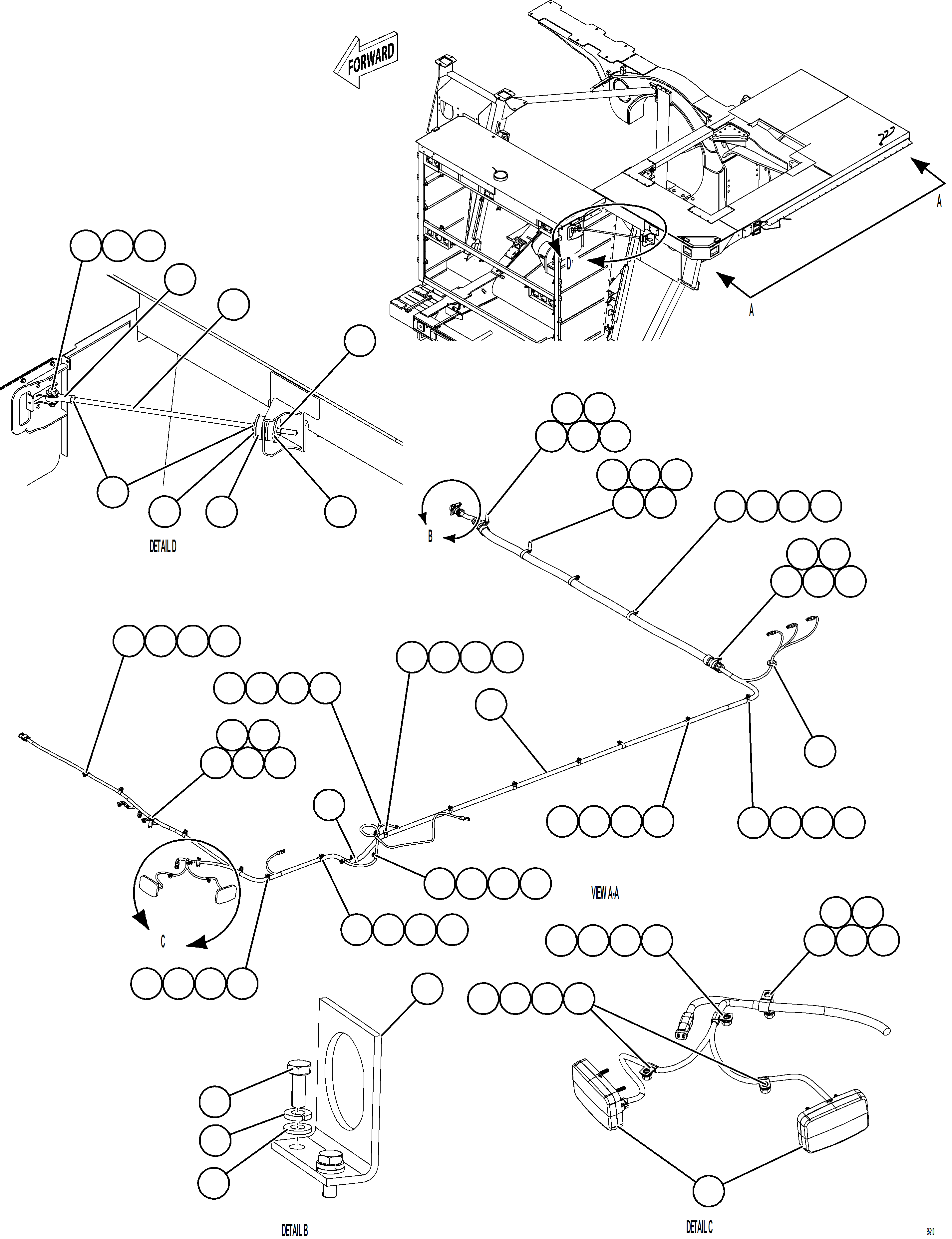 Dump Trucks Komatsu / AFE92-M 980E-5SE S/N A60051 - A60056  KHSA(afe92-m) / LH DECK WIRING HARNESS & LIGHTS(E-054 : 95210)