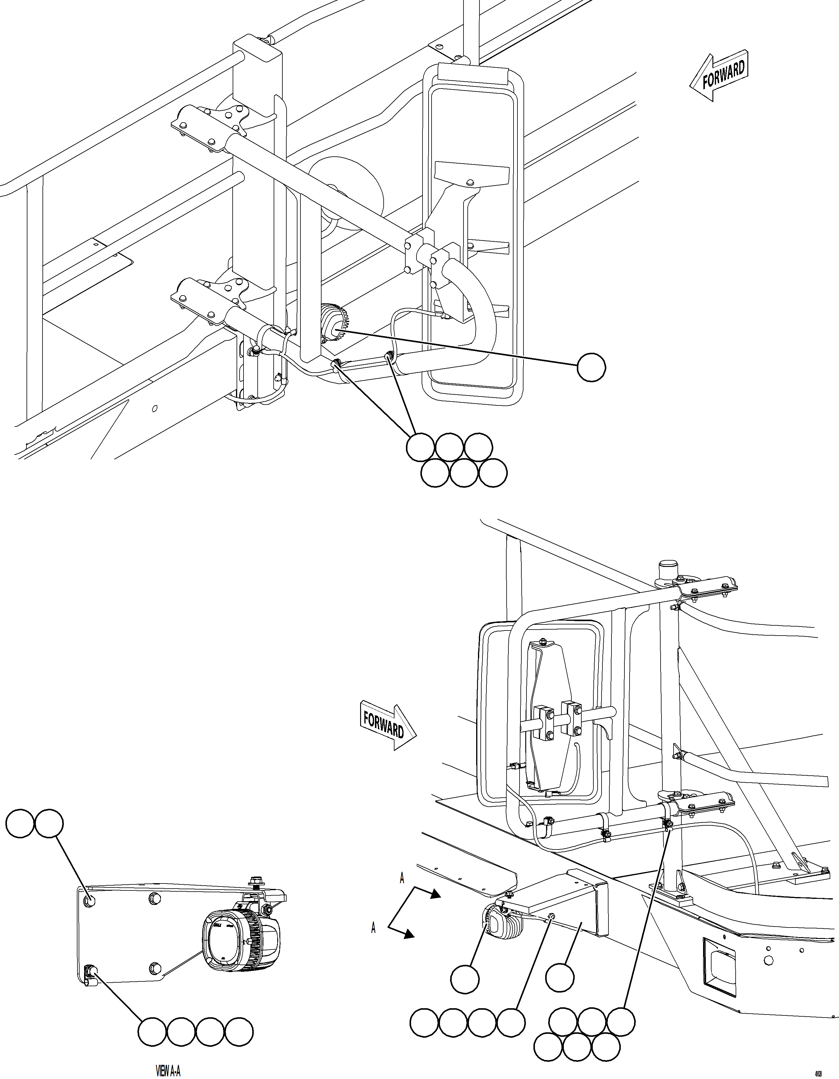 Dump Trucks Komatsu / AFE92-M 980E-5SE S/N A60051 - A60056  KHSA(afe92-m) / MIRROR MOUNTED BACKUP LIGHTS(E-064 : 49820)