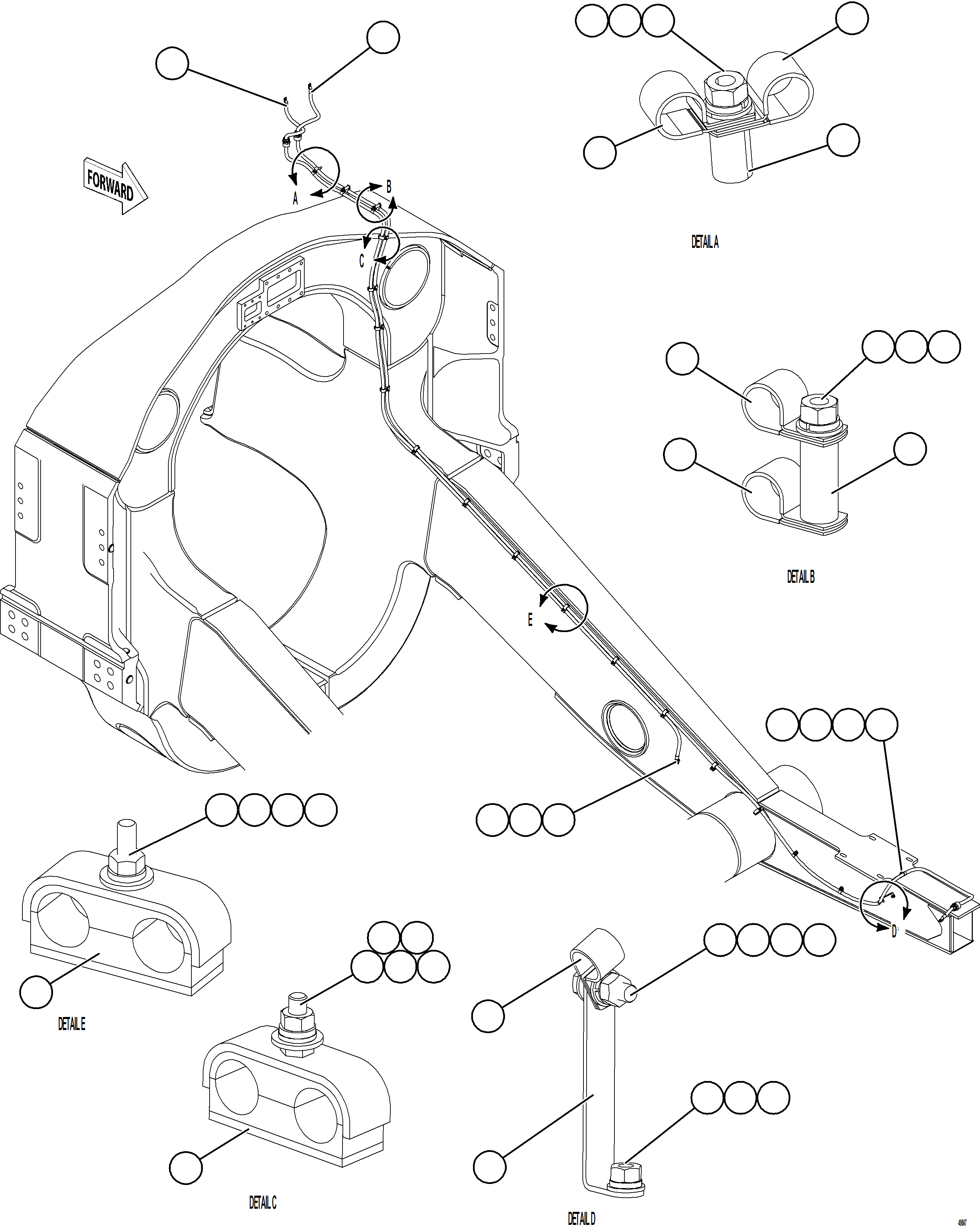 Dump Trucks Komatsu / AFE92-M 980E-5SE S/N A60051 - A60056  KHSA(afe92-m) / AUXILIARY CONTROL CABINET POWER CABLES(E-116 : 49847)