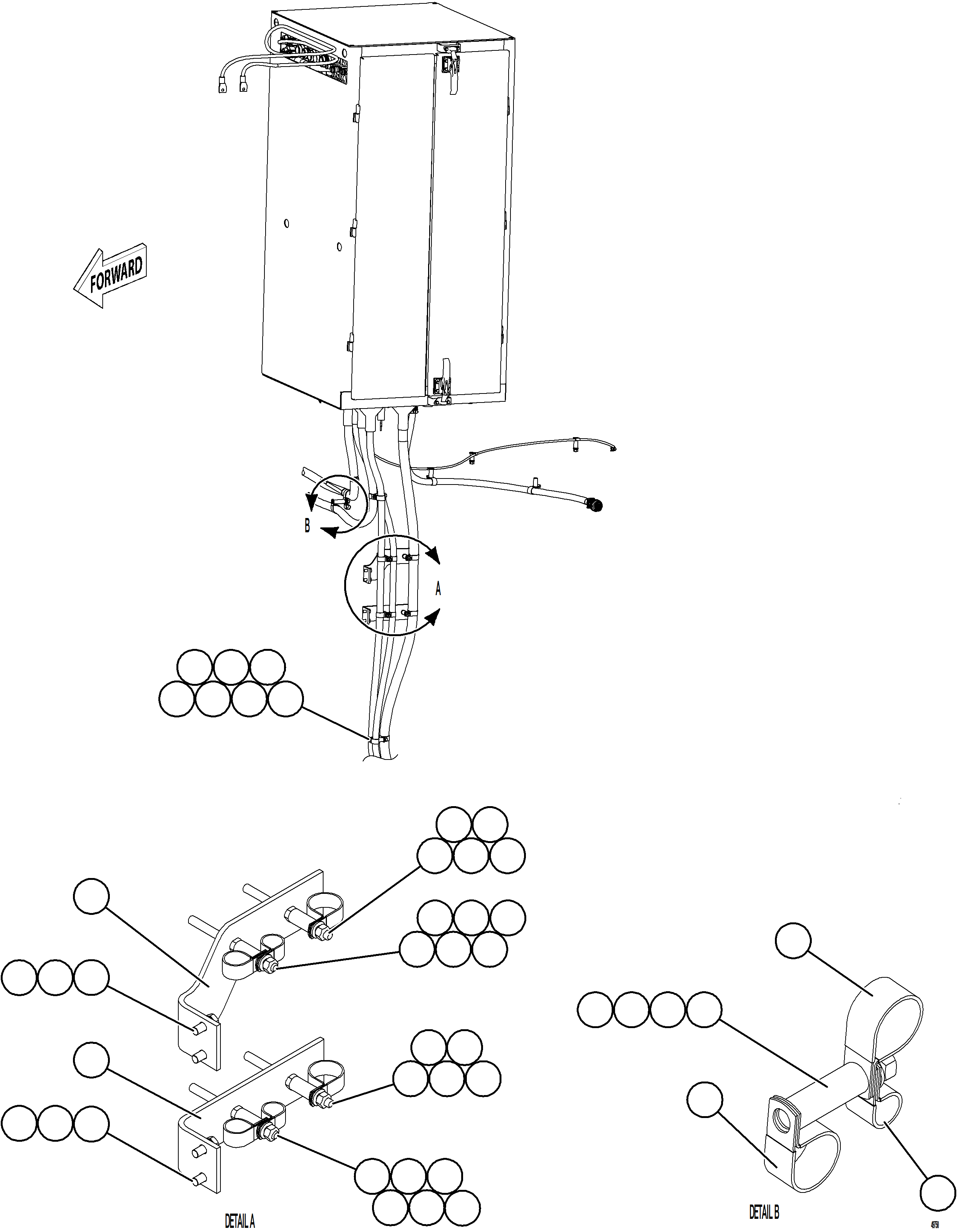 Dump Trucks Komatsu / AFE92-M 980E-5SE S/N A60051 - A60056  KHSA(afe92-m) / AUXILIARY CONTROL CABINET EXTERNAL WIRING CLAMPING(E-120 : 49750)