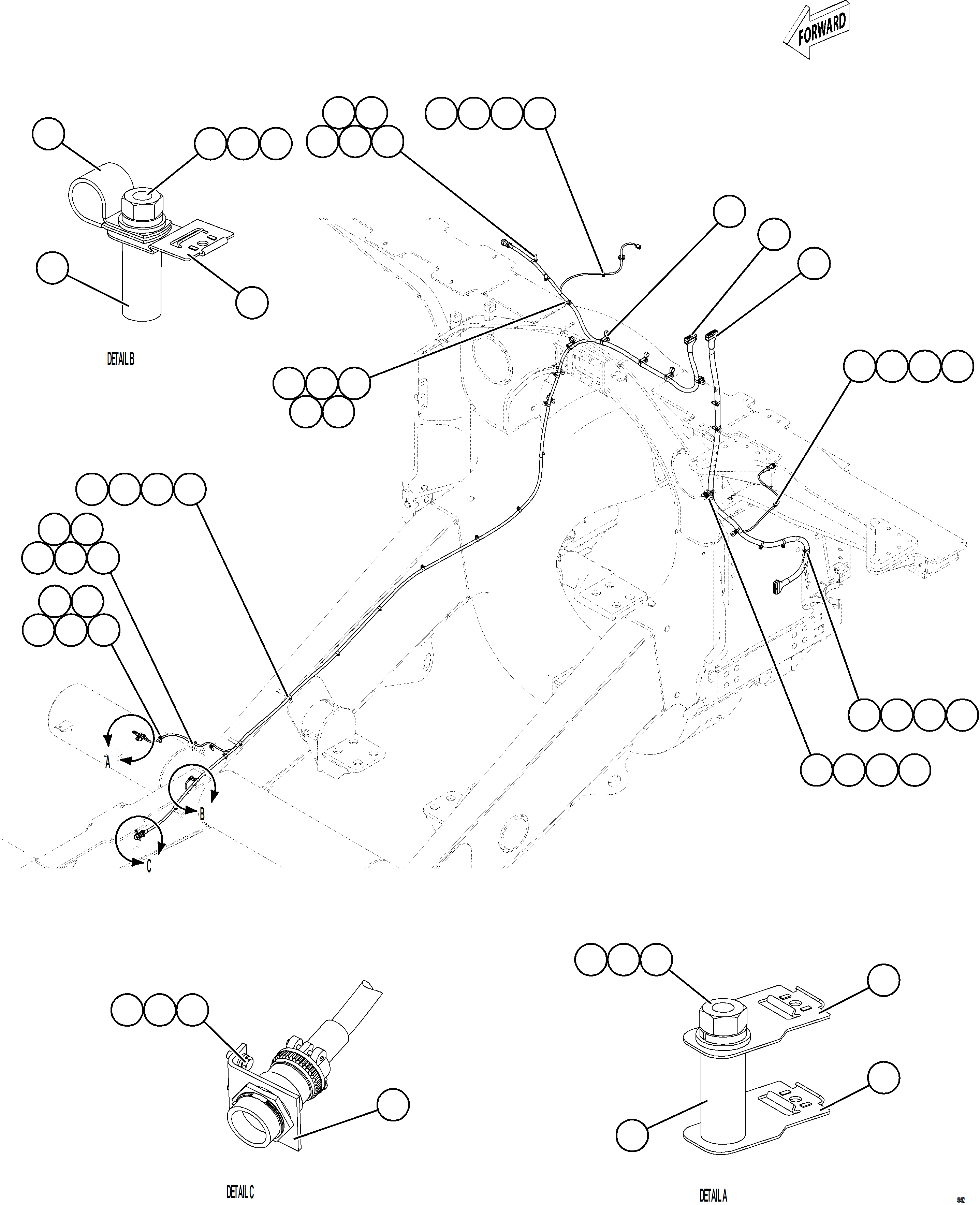 Dump Trucks Komatsu / AFE92-M 980E-5SE S/N A60051 - A60056  KHSA(afe92-m) / RIGHT FRONT FRAME RAIL HARNESS(E-122 : 49492)