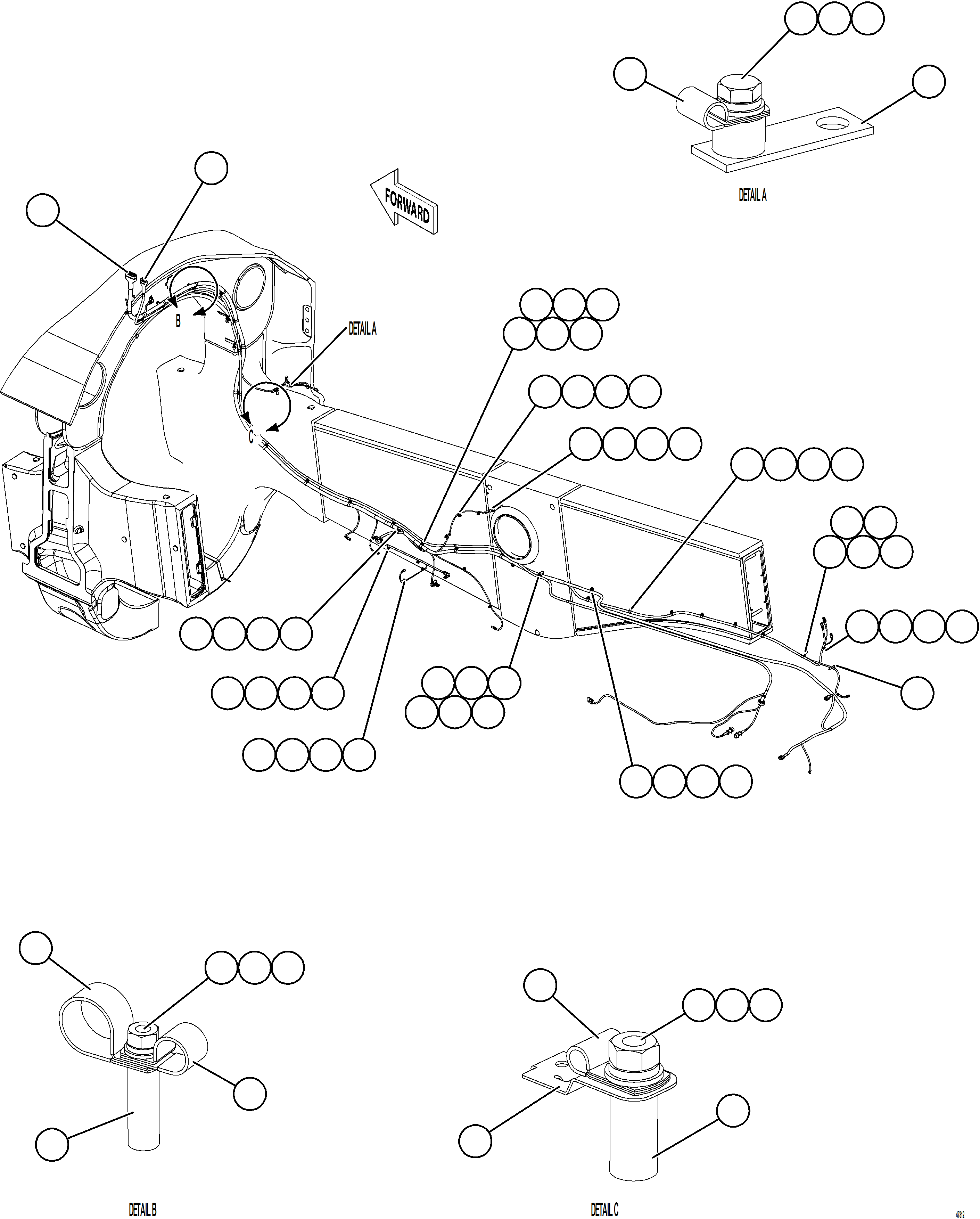 Dump Trucks Komatsu / AFE92-M 980E-5SE S/N A60051 - A60056  KHSA(afe92-m) / RIGHT REAR FRAME RAIL HARNESS(E-124 : 47812)