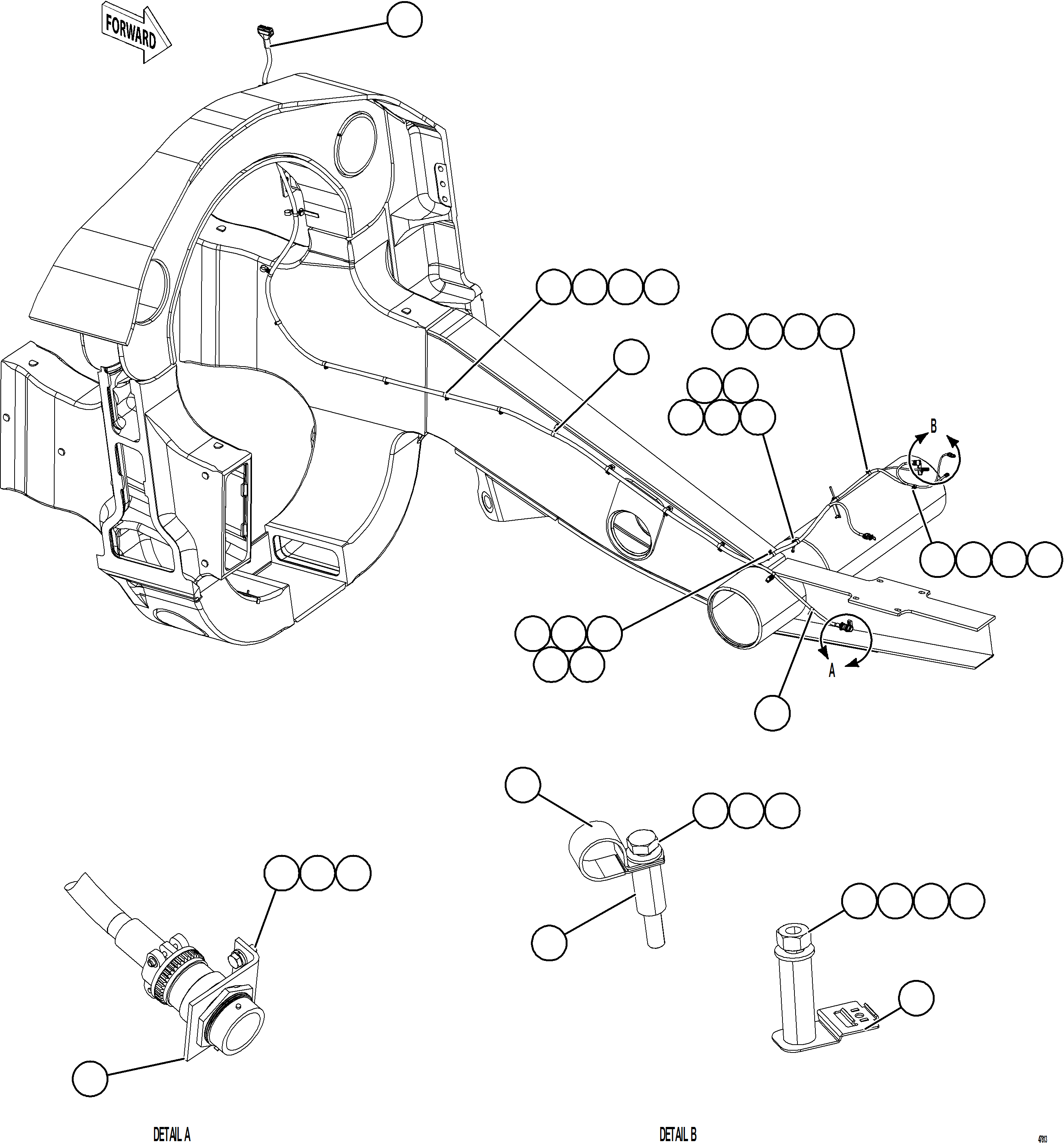 Dump Trucks Komatsu / AFE92-M 980E-5SE S/N A60051 - A60056  KHSA(afe92-m) / LEFT FRONT FRAME RAIL HARNESS(E-126 : 47813)