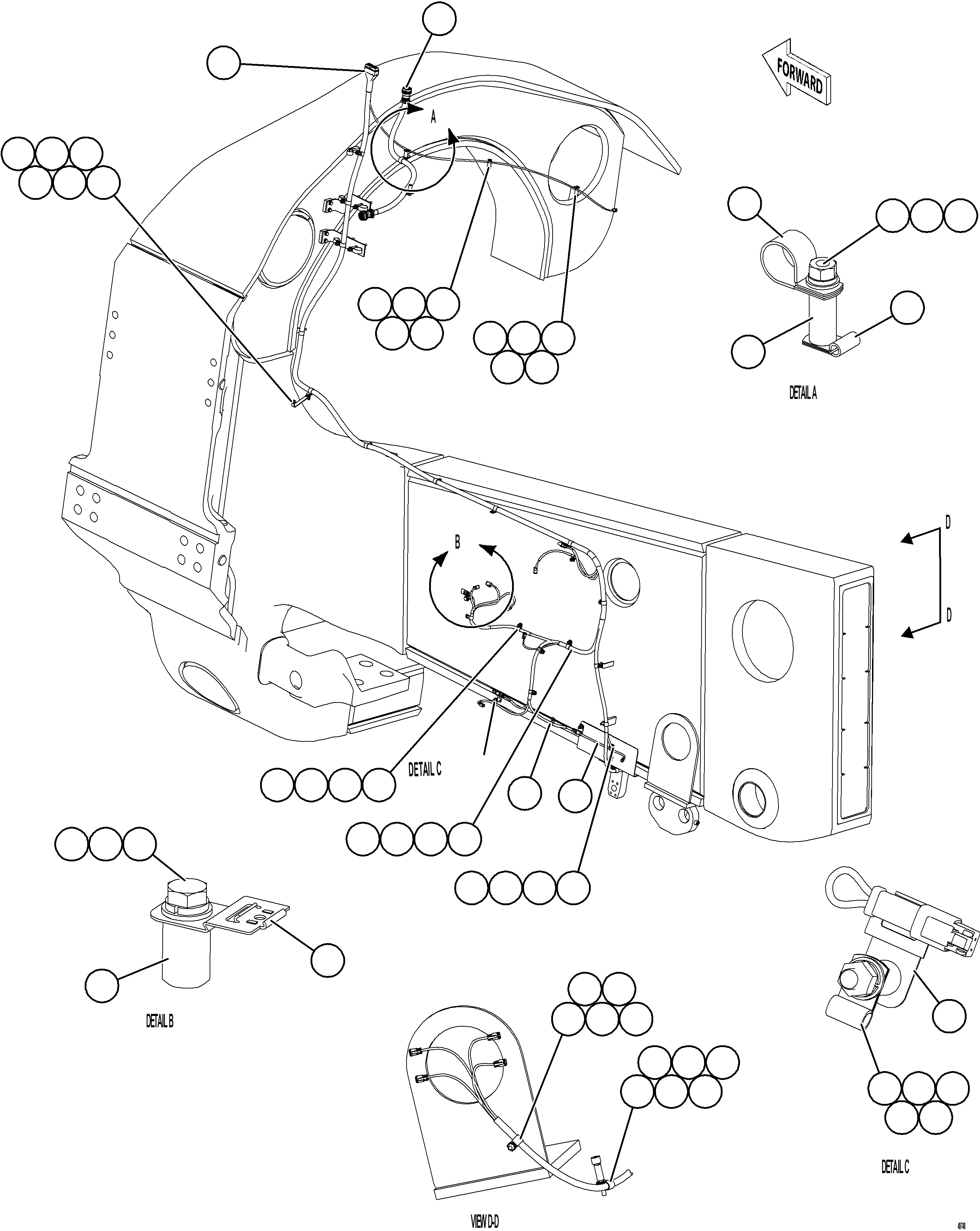 Dump Trucks Komatsu / AFE92-M 980E-5SE S/N A60051 - A60056  KHSA(afe92-m) / LEFT REAR FRAME RAIL HARNESS(E-128 : 49748)