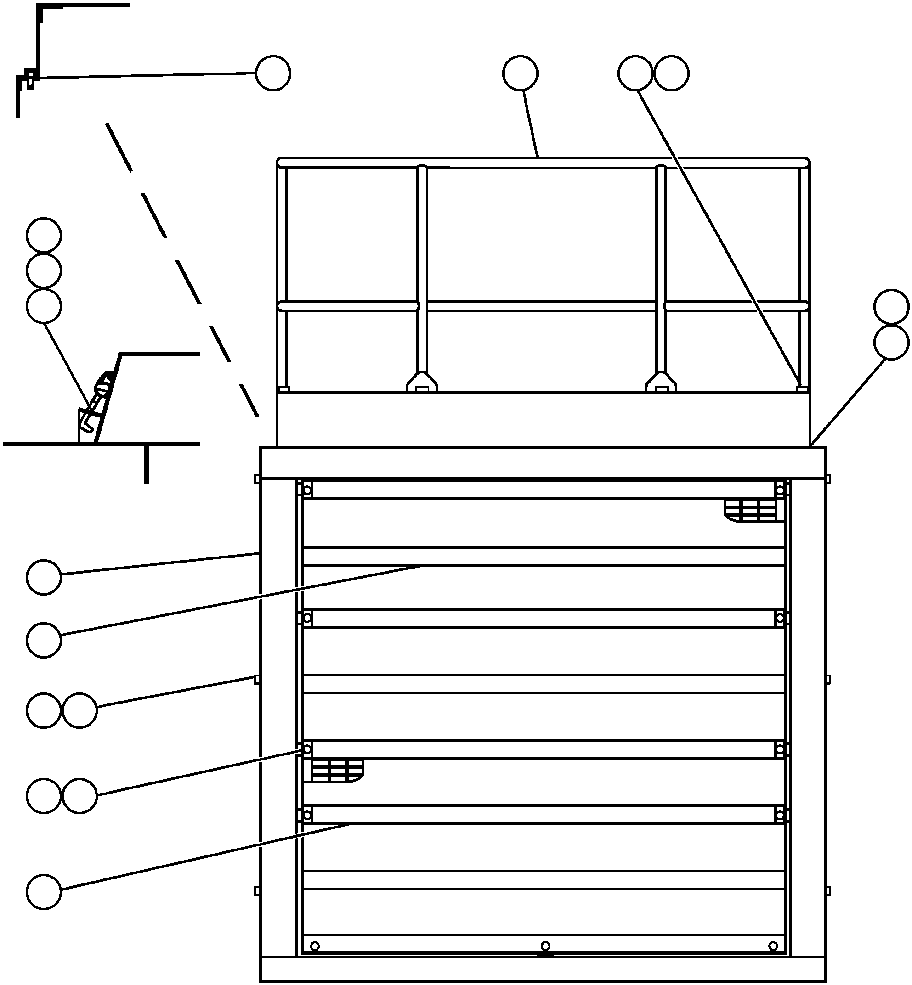 Komatsu parts book diagram for AFP49-A thru E  530M  S/N A30001-A30008 (DH627-0): HOOD, GRILLE AND HANDRAIL