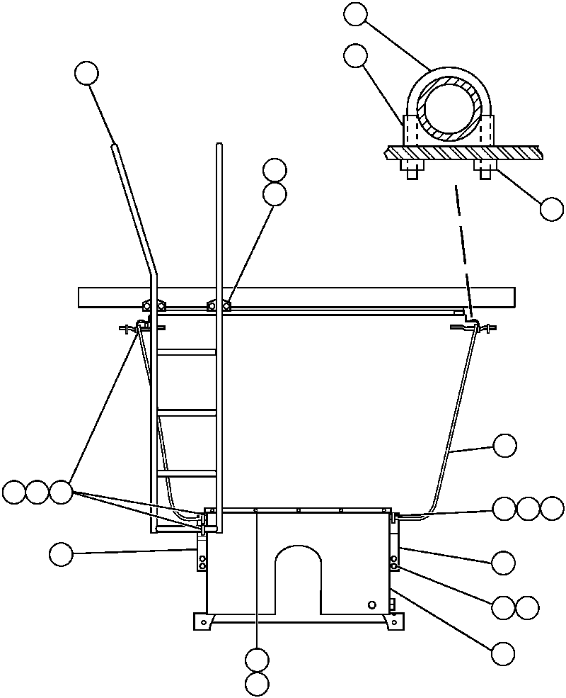Komatsu parts book diagram for AFP49-A thru E  530M  S/N A30001-A30008 (DH627-0): REAR LADDER AND FIRE SHIELD