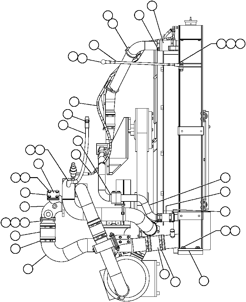 Komatsu parts book diagram for AFP49-A thru E  530M  S/N A30001-A30008 (DH627-0): RADIATOR PIPING AND MOUNTING