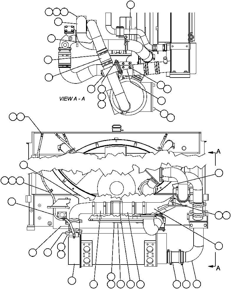 Komatsu parts book diagram for AFP49-A thru E  530M  S/N A30001-A30008 (DH627-0): BRAKE COOLER PIPING