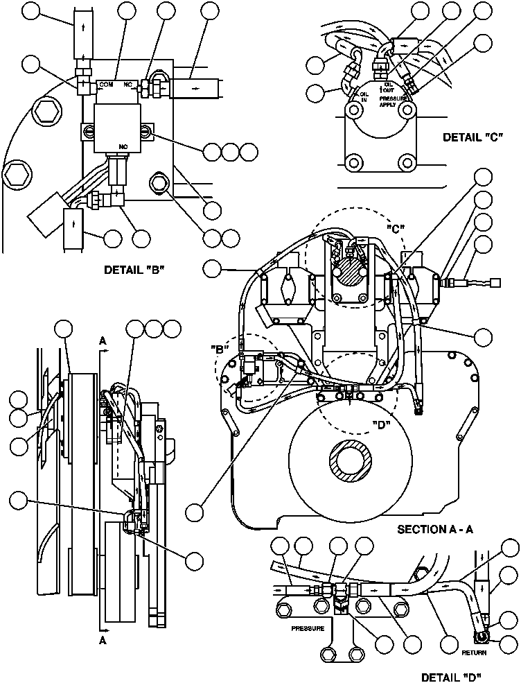 Komatsu parts book diagram for AFP49-A thru E  530M  S/N A30001-A30008 (DH627-0): FAN CLUTCH INSTALLATION