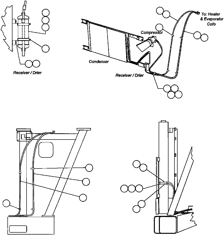 Komatsu parts book diagram for AFP49-A thru E  530M  S/N A30001-A30008 (DH627-0): AIR CONDITIONER COMPRESSOR PIPING