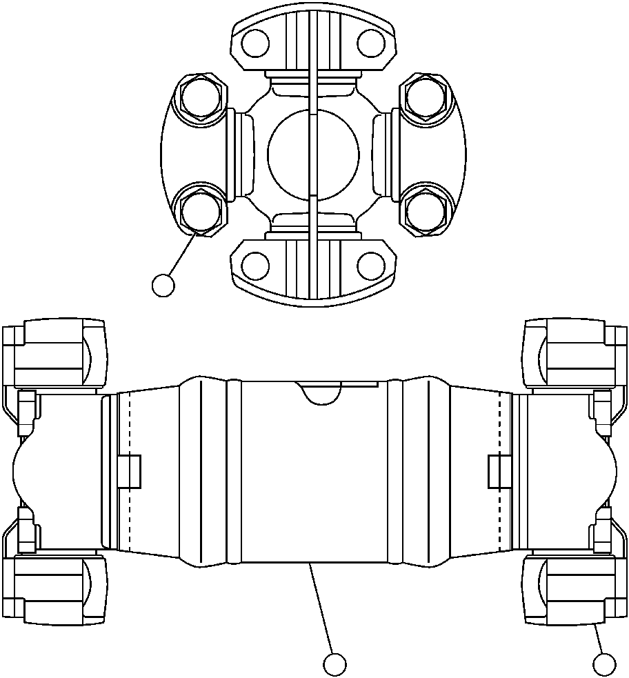 Komatsu parts book diagram for AFP49-A thru E  530M  S/N A30001-A30008 (DH627-0): UNIVERSAL JOINT ASSEMBLY - FRONT (562-20-31001)