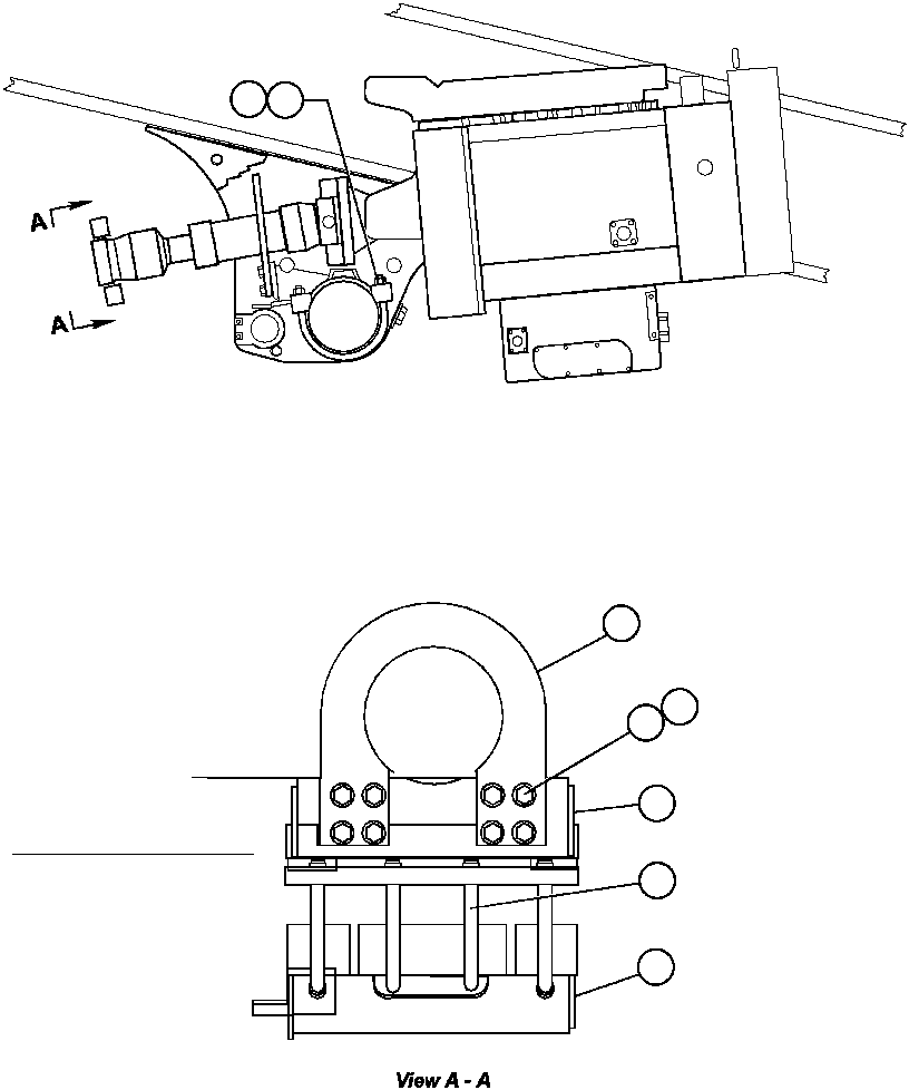 Komatsu parts book diagram for AFP49-A thru E  530M  S/N A30001-A30008 (DH627-0): REAR DRIVE LINE GUARD