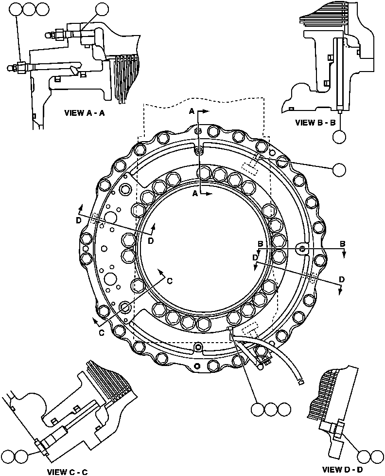 Komatsu parts book diagram for AFP49-A thru E  530M  S/N A30001-A30008 (DH627-0): FRONT BRAKE PIPING