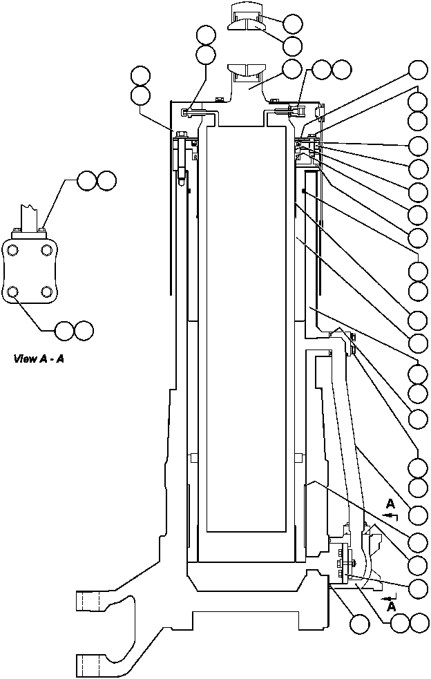 Komatsu parts book diagram for AFP49-A thru E  530M  S/N A30001-A30008 (DH627-0): FRONT SUSPENSION ASSEMBLY