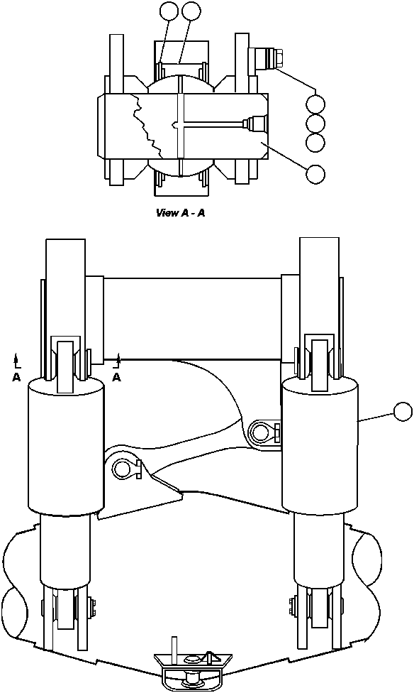 Komatsu parts book diagram for AFP49-A thru E  530M  S/N A30001-A30008 (DH627-0): REAR SUSPENSION INSTALLATION