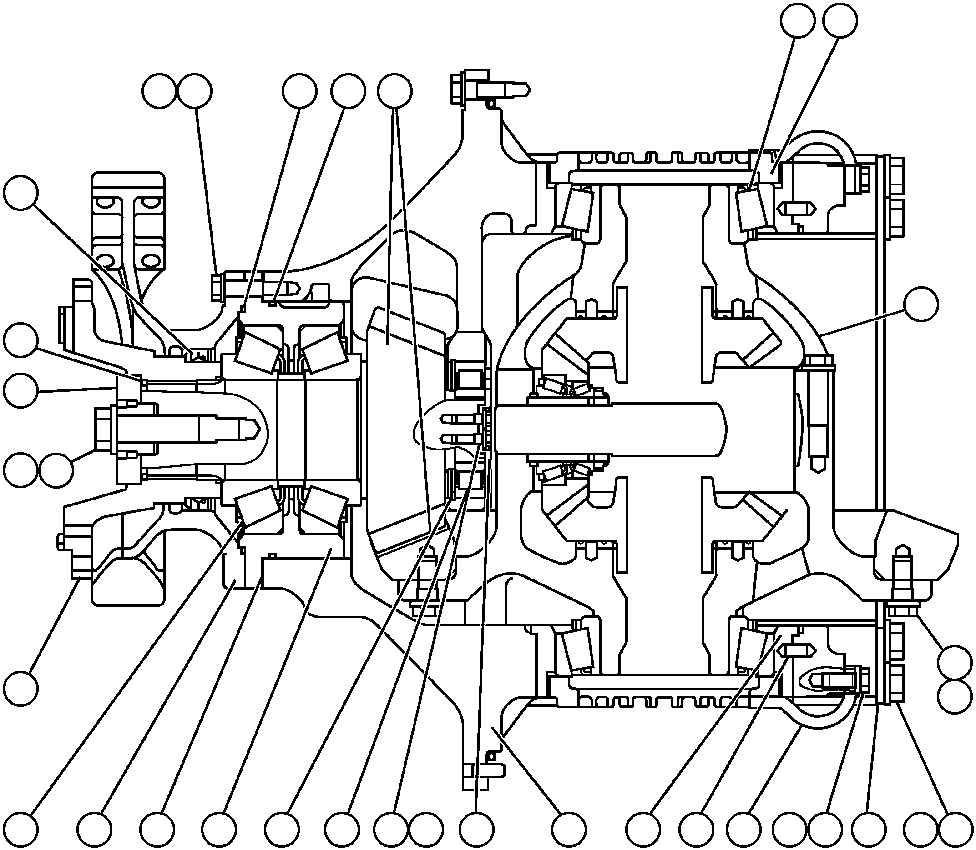 Komatsu parts book diagram for AFP49-A thru E  530M  S/N A30001-A30008 (DH627-0): DIFFERENTIAL CARRIER ASSEMBLY