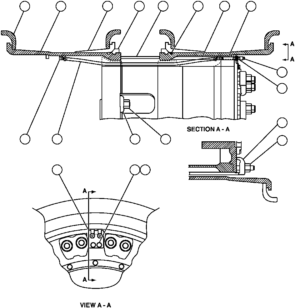 Komatsu parts book diagram for AFP49-A thru E  530M  S/N A30001-A30008 (DH627-0): REAR RIM AND COMPONENTS
