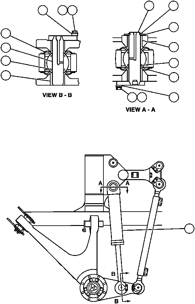 Komatsu parts book diagram for AFP49-A thru E  530M  S/N A30001-A30008 (DH627-0): STEERING CYLINDER INSTALLATION