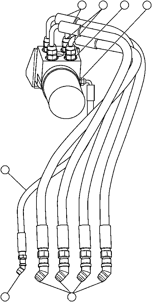 Komatsu parts book diagram for AFP49-A thru E  530M  S/N A30001-A30008 (DH627-0): STEERING VALVE PIPING