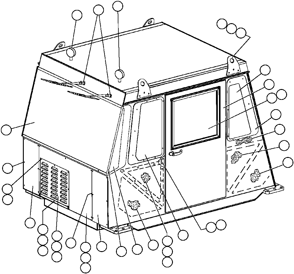 Komatsu parts book diagram for AFP49-A thru E  530M  S/N A30001-A30008 (DH627-0): CAB ASSEMBLY - 1